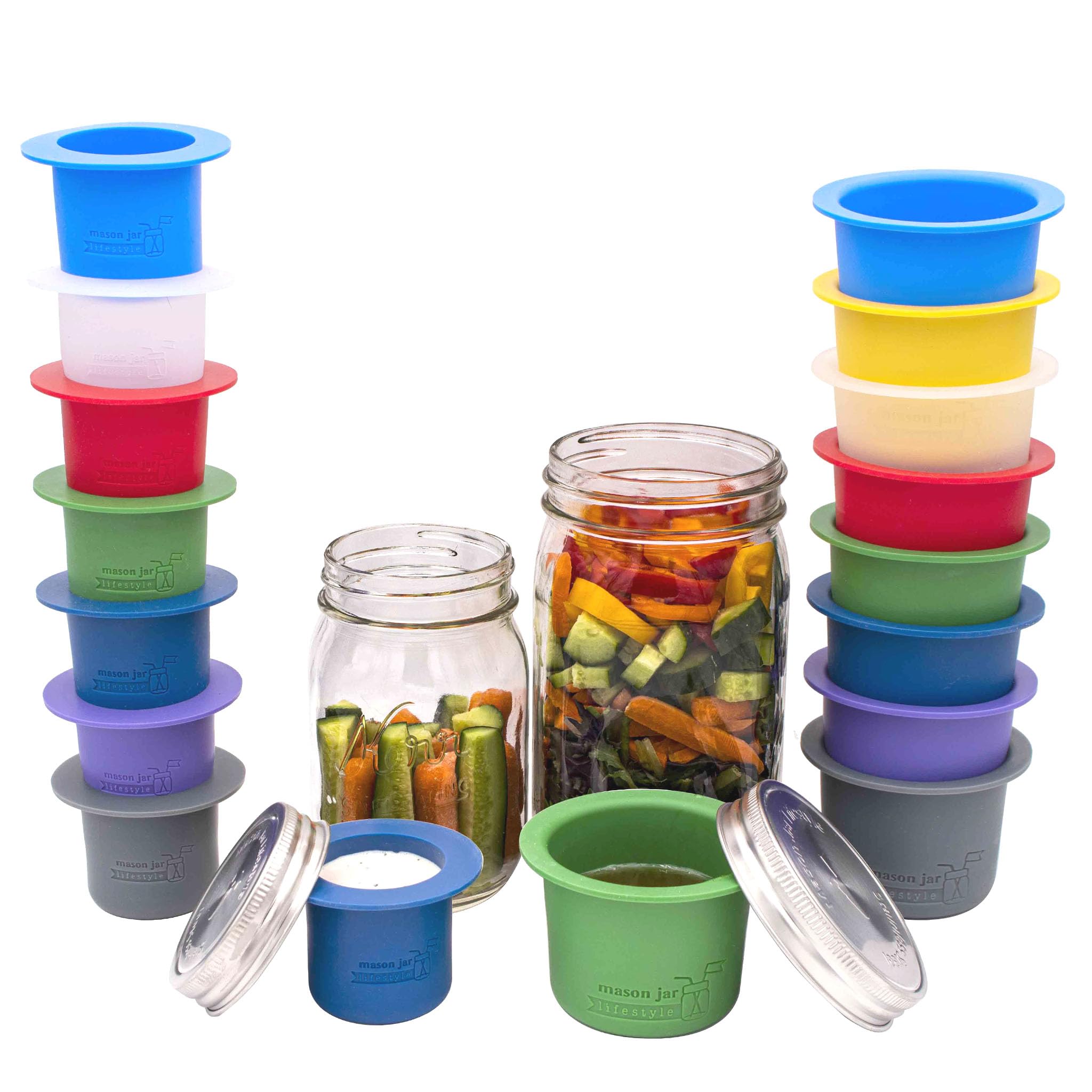 Eco-Friendly Mason Jar Lifestyle Divider Cup - BPA-Free Plastic Free Bento Lunch Container for Salads, Dips & Snacks (Ultra Violet, Wide Mouth) | Perfect for Meal Prep, Picnics & Office Lunches