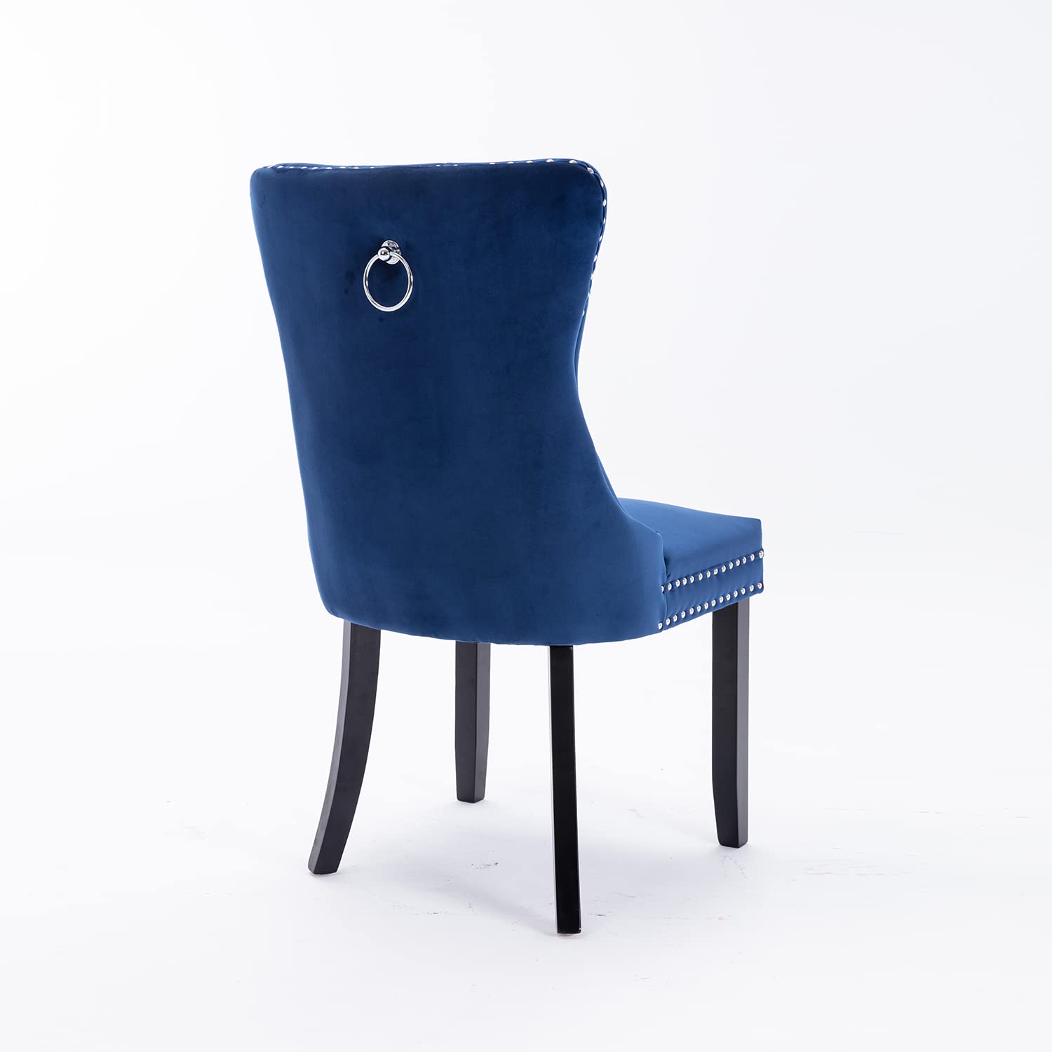 Luxury Velvet Upholstered Dining Chairs Set of 6 - Button Tufted Back with Nailhead Trim - Elegant Blue Velvet Dining Room Chairs for Kitchen, Bedroom, Restaurant - Perfect for Home Decor, Wedding, and Fine Dining