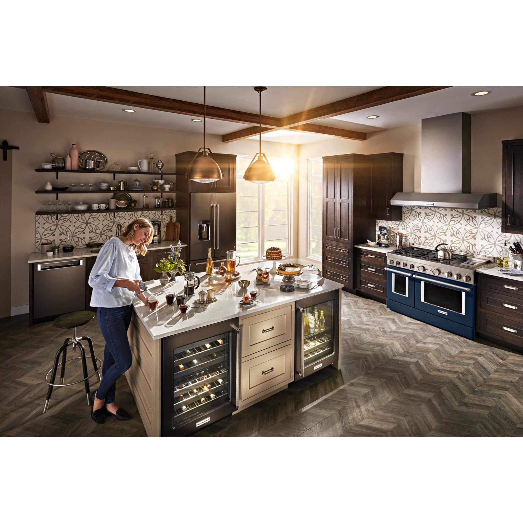 KitchenAid KFGC558JIB 30 Inch 5-Burner Gas Range with Convection Oven in Ink Blue - Perfect for Home Cooking & Baking