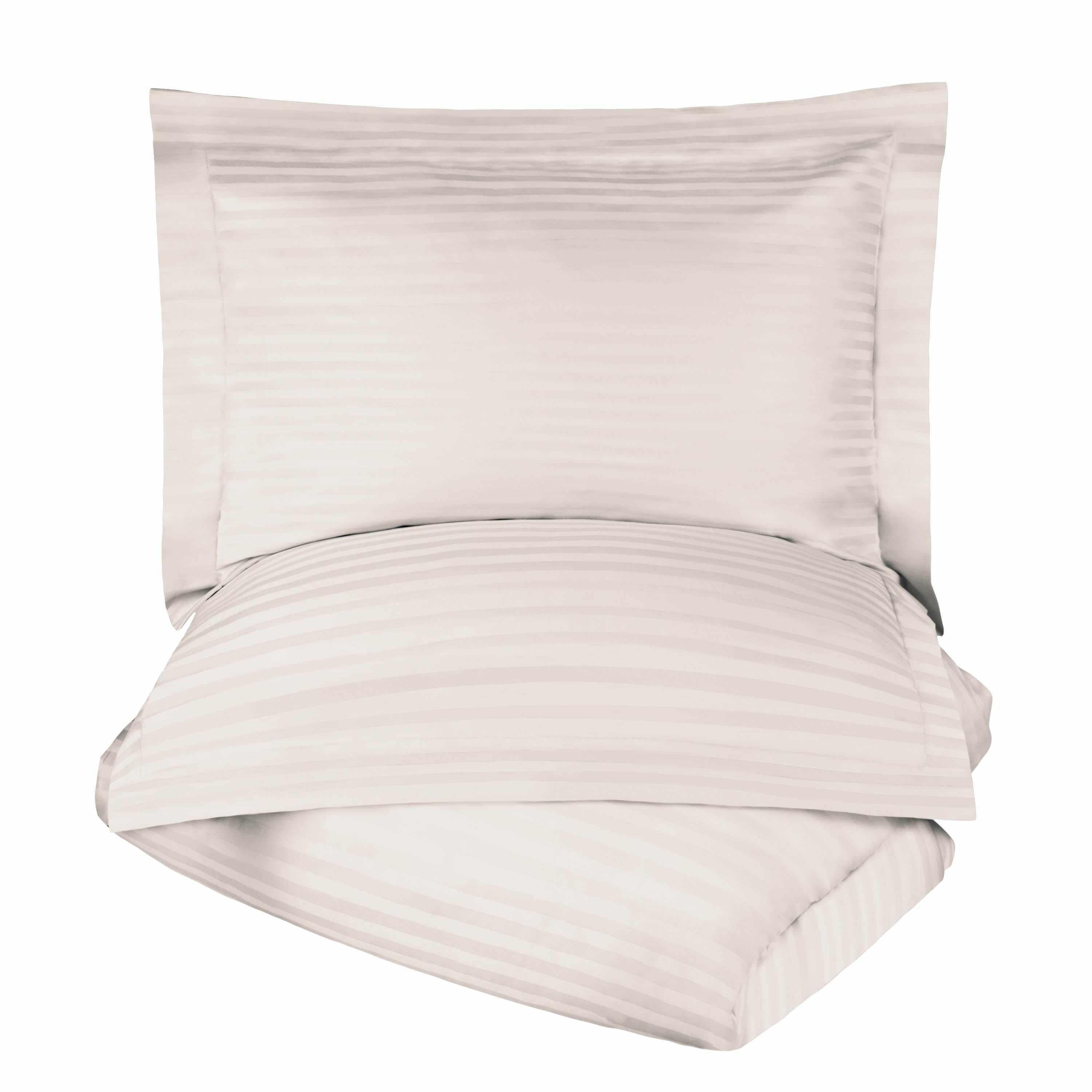 400 Thread Count Lightweight Stripe Egyptian Cotton Duvet Cover Set - Queen Size, Breathable & Soft Bedding for All Seasons - Perfect for Master Bedroom, Guest Room & Hotel Use