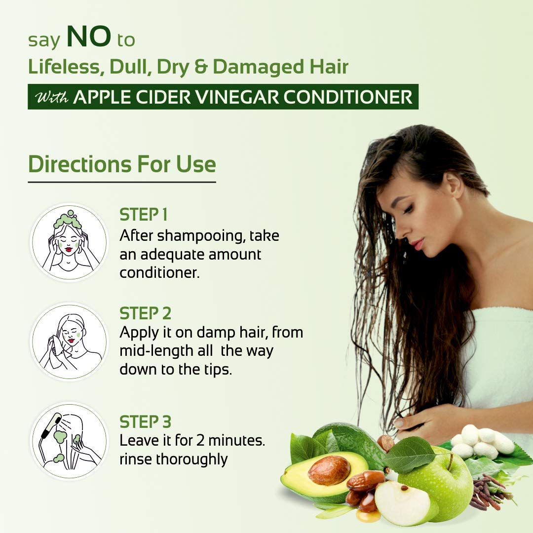 Elibliss Apple Cider Vinegar Hair Conditioner with Shea Butter - 300ml (Pack of 4) for Stronger, Tangle-Free & Healthy Hair - Perfect for Daily Hair Care & Scalp Nourishment