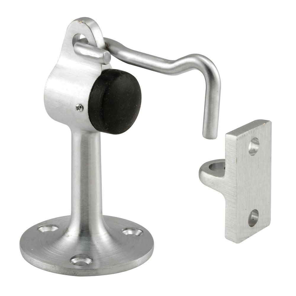 Prime-Line J 4602 4 Inch Solid Brass Floor Stop with Brushed Chrome Finish - Heavy Duty Door Stopper for Home, Office & Commercial Use - Single Pack
