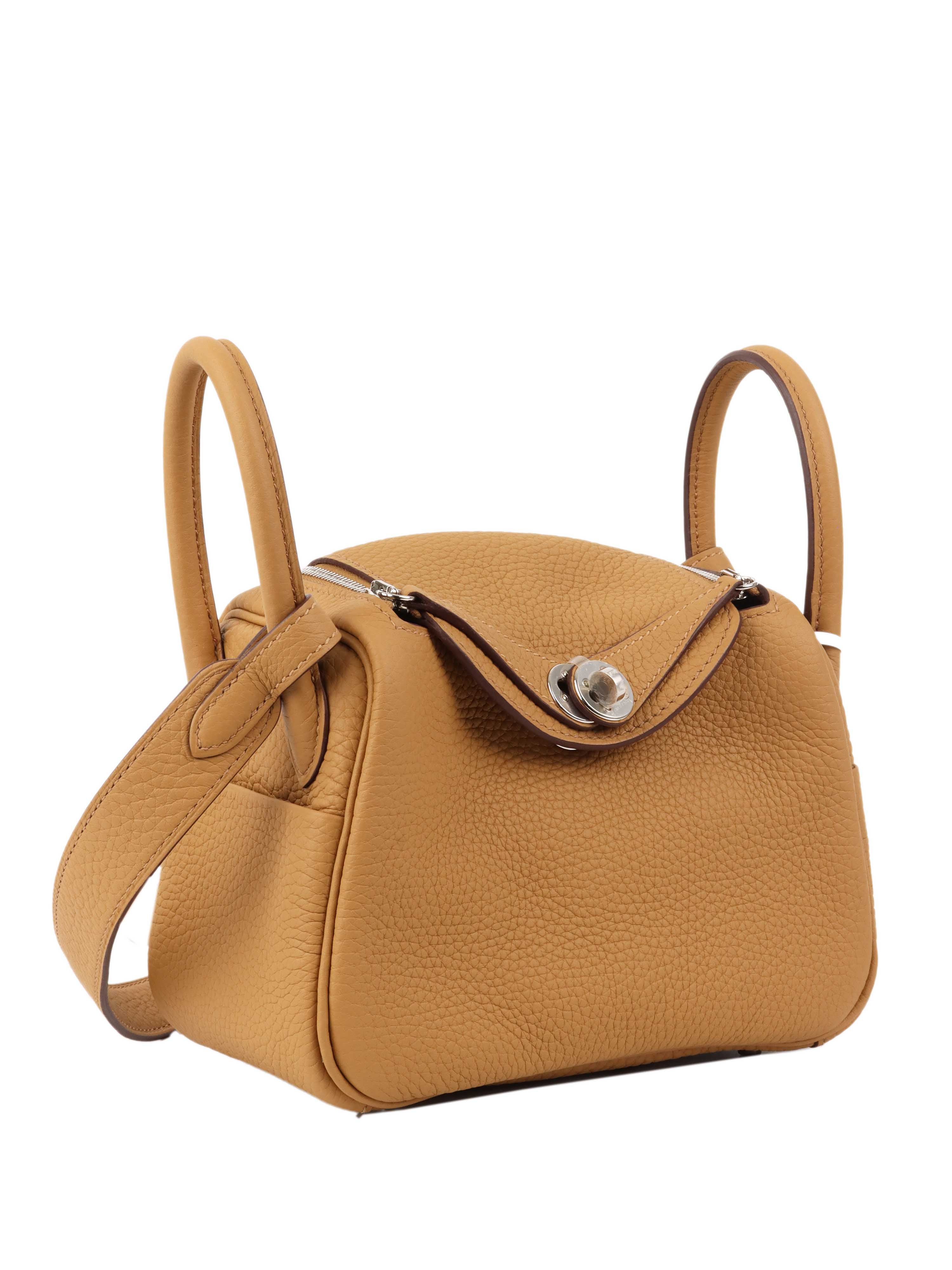 Hermes Mini Lindy Bag in Biscuit Color with Palladium Hardware - Luxury Crossbody Bag for Women, Perfect for Everyday Use, Travel & Special Occasions