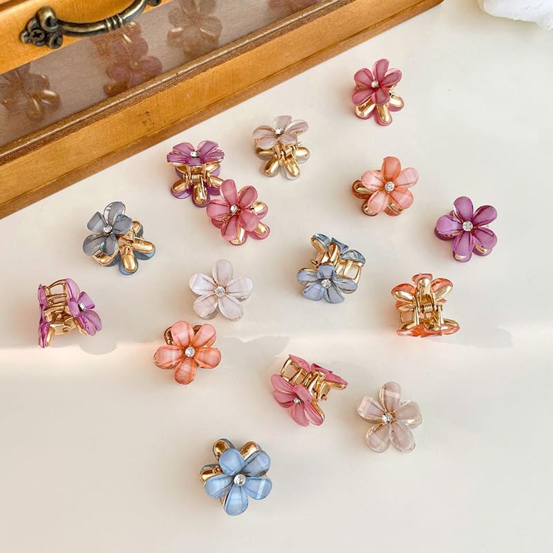 10 PCS Double-Sided Crystal Flower Hair Clips with Rhinestones - Alloy Hair Claws for Girls, Women - Sweet Summer Hair Accessories for Parties, Weddings, Prom & Everyday Styling