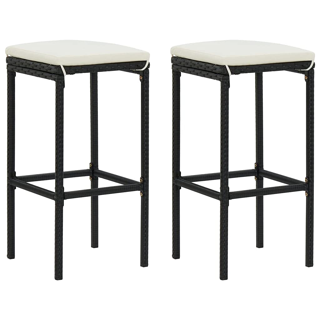 vidaXL 3-Piece Patio Bar Set with Cushions - Outdoor Bar Table & Stools with Footrest - Modern Farmhouse Black Dining Furniture for Backyard, Deck, or Poolside