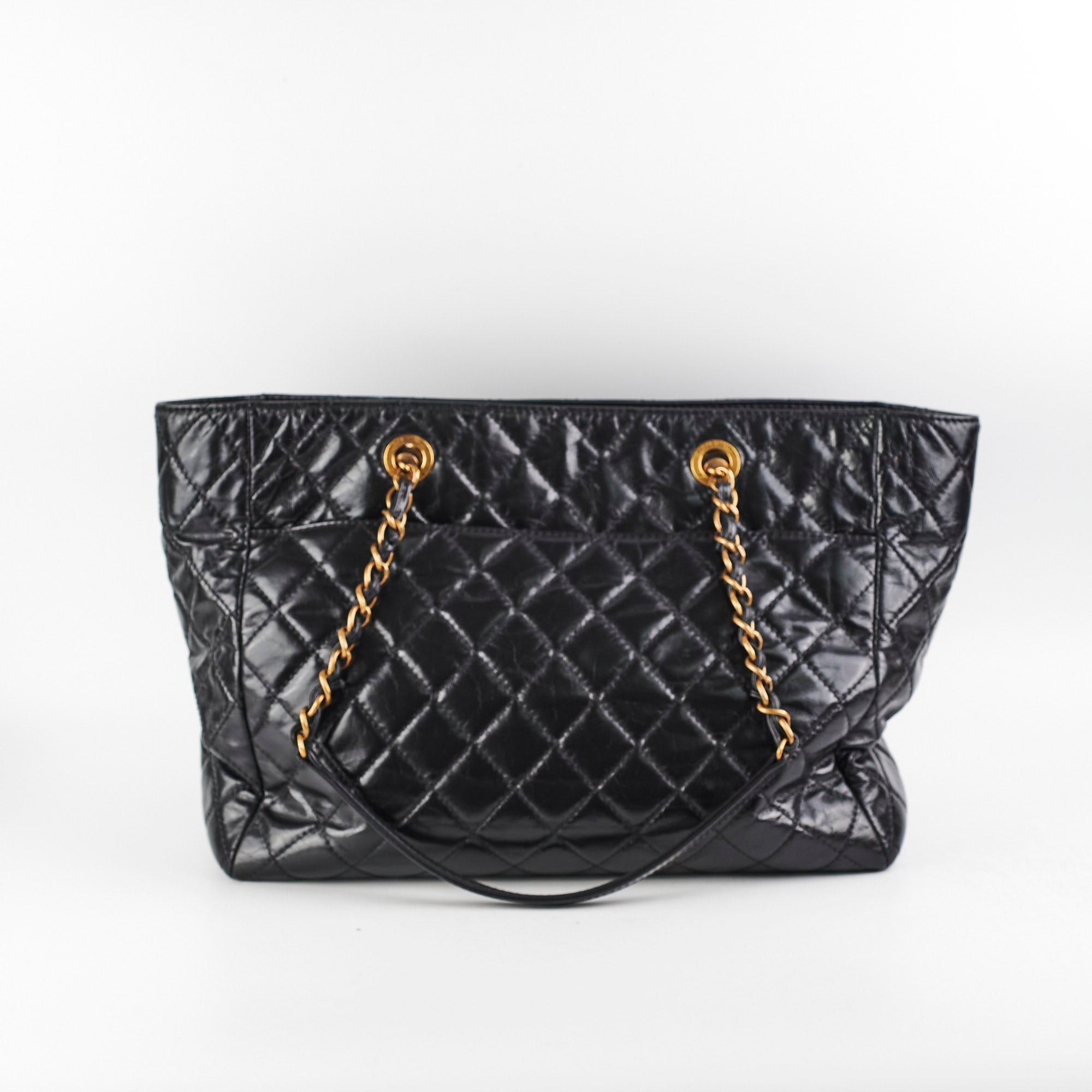 Chanel Black Shiny Calfskin Shoulder Tote Bag Series 20 - Luxury Leather Handbag for Women, Perfect for Work, Travel & Everyday Use