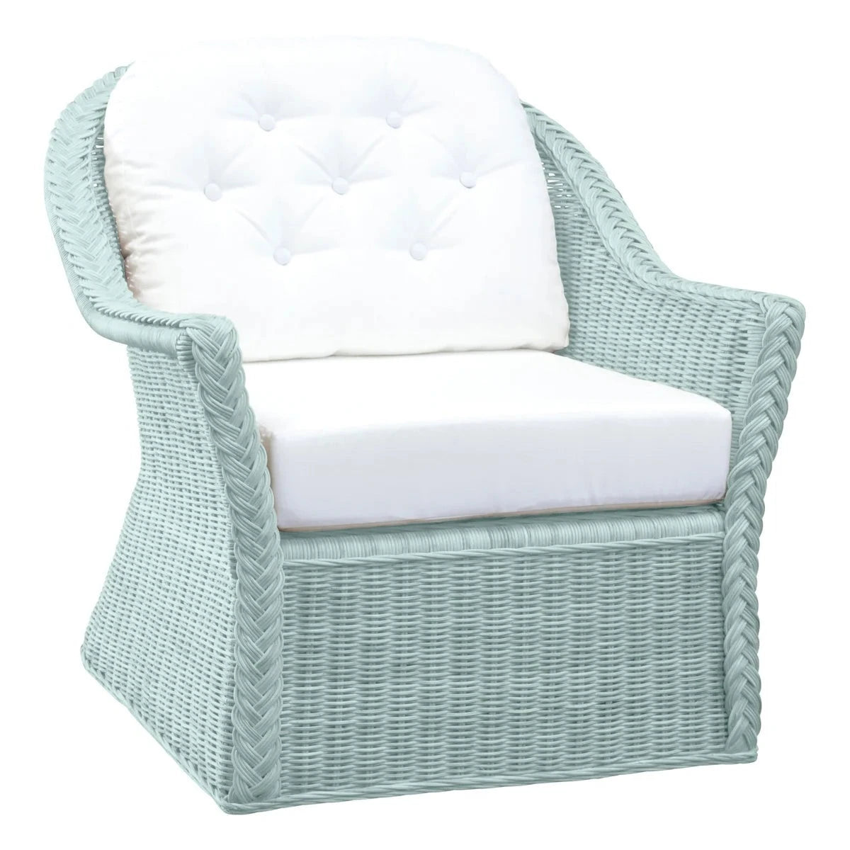 Braided Wicker Chatham Upholstered Lounge Chair - Comfortable Rattan Accent Chair for Living Room, Patio, or Bedroom - Perfect for Relaxing and Reading