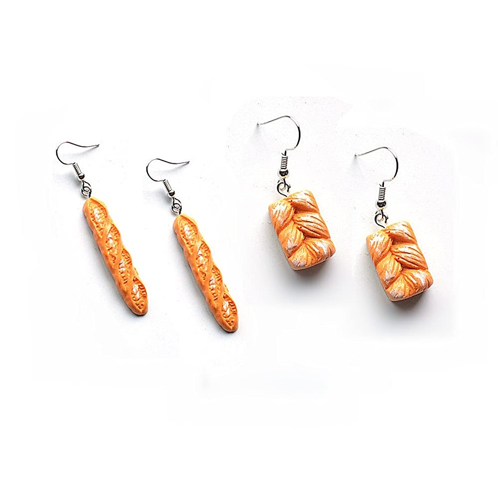 Toast Bread Dangle Earrings - Resin Food-Shaped Cute Funny Earrings for Women | Unique Birthday Party Gifts | Perfect for Costume Parties, Kawaii Fashion & Foodie Lovers