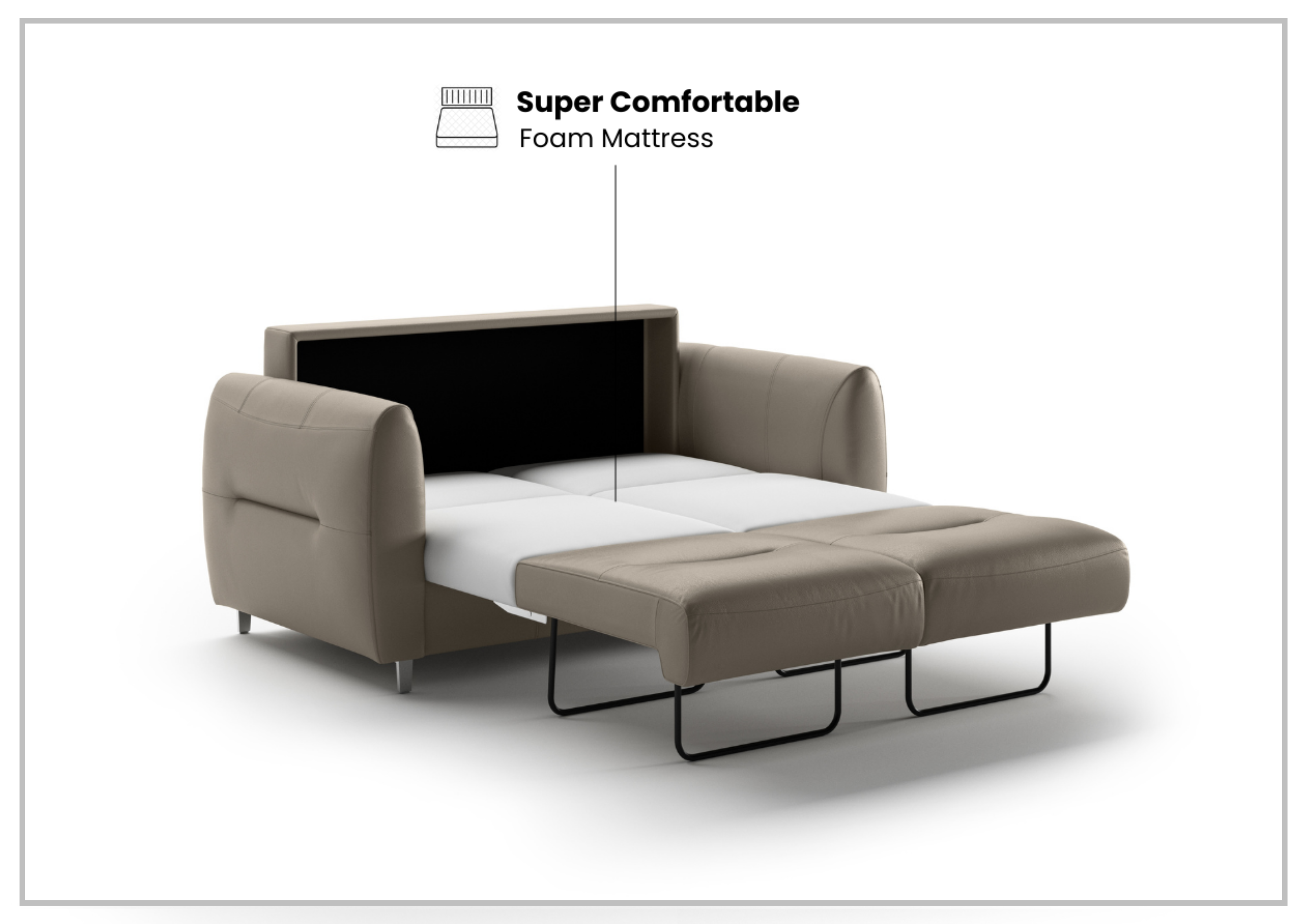 Luonto Jamie 2 Seater Leather Loveseat Sleeper Sofa Bed - Queen Size Convertible Couch for Small Spaces - Perfect for Living Room, Guest Room & Studio Apartments