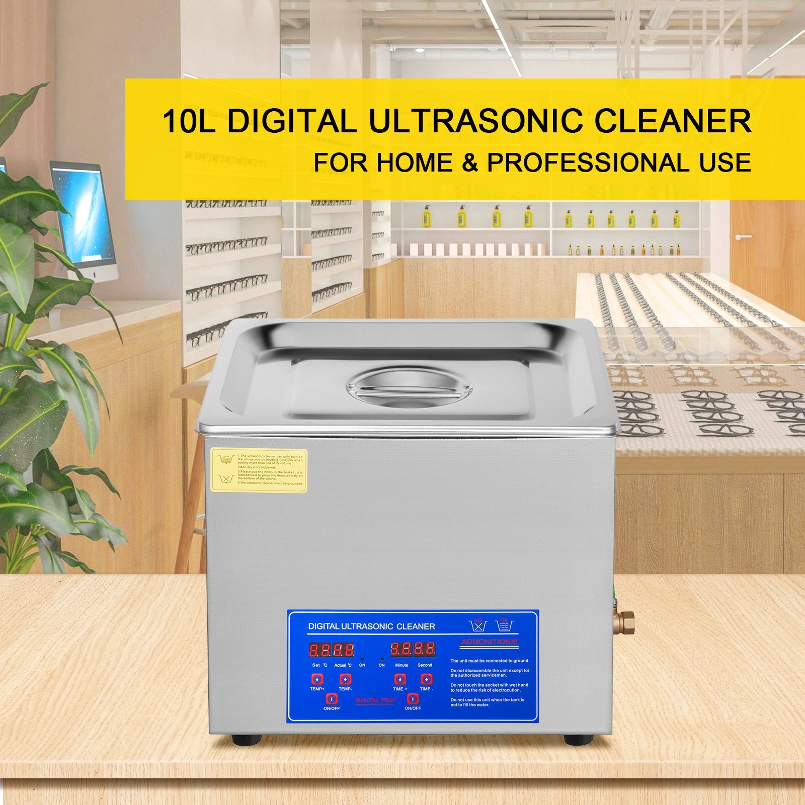 10L Ultrasonic Cleaner for Jewelry, Glasses, Dentures & Small Parts - Professional Grade Stain & Grime Removal - Home & Commercial Use