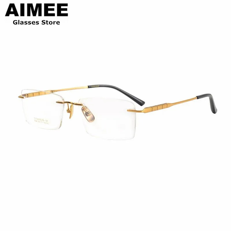 Unisex Rimless Square Titanium Eyeglasses 91092 - Lightweight Durable Frame for Work, Reading & Fashion