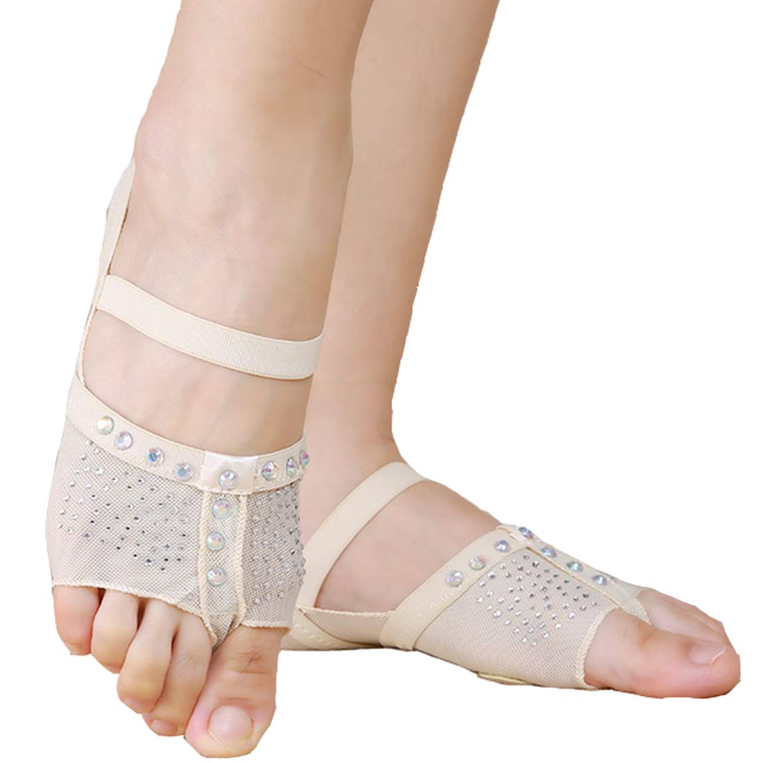 Calcifer White/Black Ballet Dance Socks with Toe Pad - Non-Slip Foot Thong for Ballet, Jazz, Contemporary Dance Practice - Perfect for Studio, Performance & Dance Class Protection