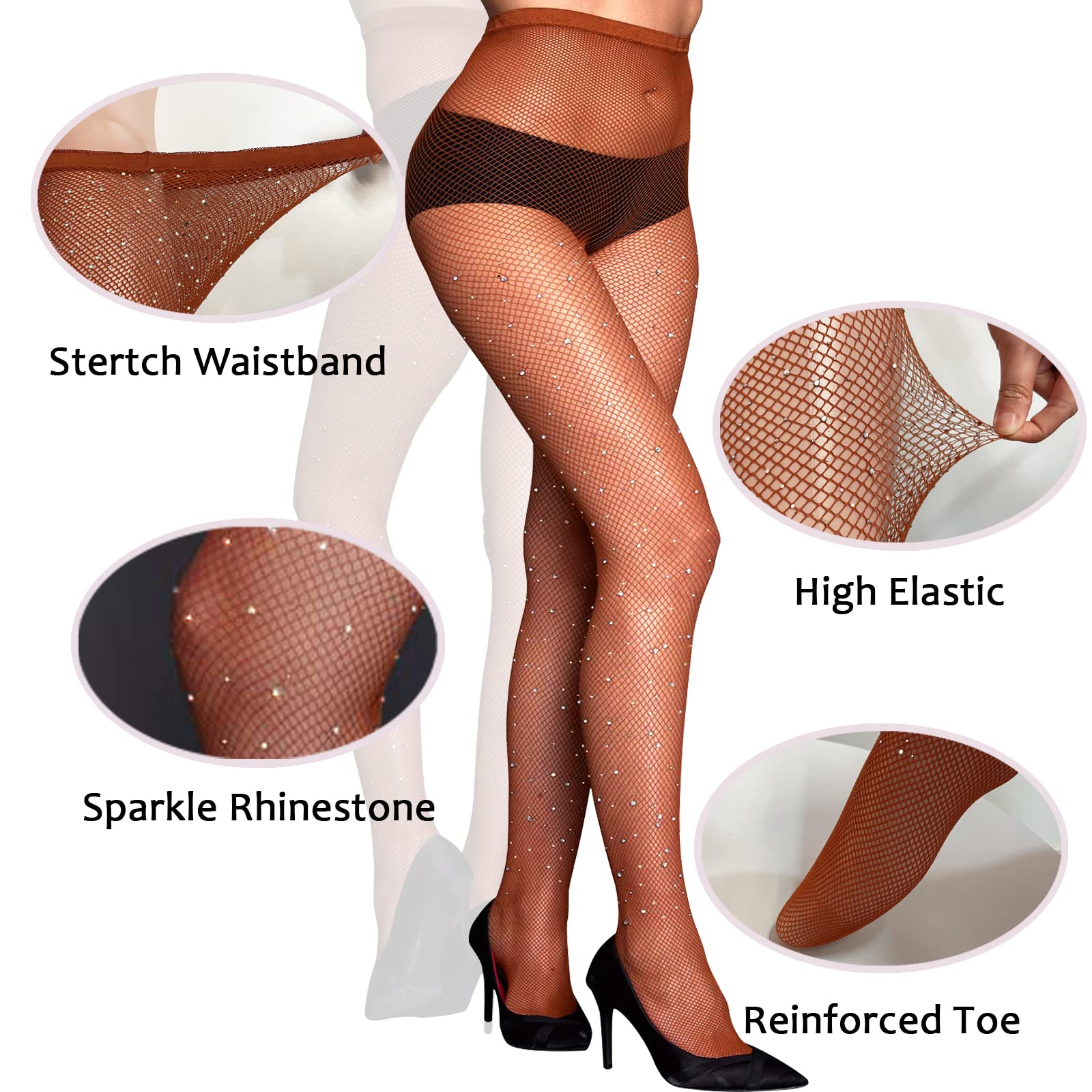 WEANMIX Women's High Waist Fishnet Stockings - Lace Patterned Tights & Pantyhose - Sexy Fishnets for Party, Cosplay, Halloween & Night Out