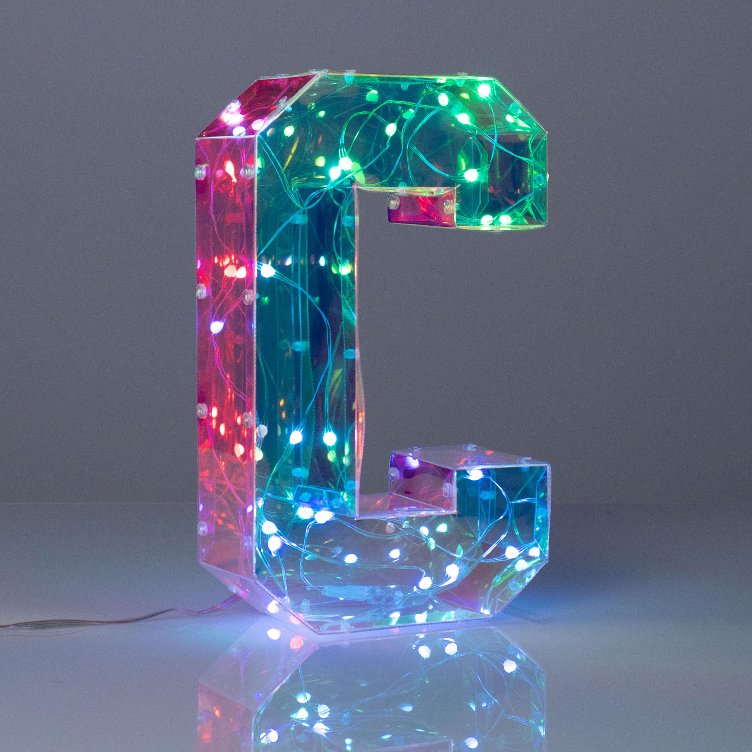 I-TOTAL® LED Alphabet Letter C Light - White & Multicolor with Microphone for Timed Lighting - Perfect for Parties, Weddings, and Home Decor