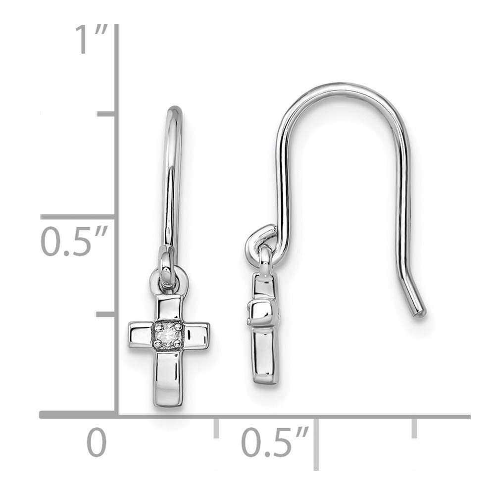 925 Sterling Silver Diamond Cross Dangle Earrings for Women - Hypoallergenic Shepherd's Hook Fine Jewelry - Perfect Gift for Her (Birthday, Anniversary, Christmas) - Elegant Church & Everyday Wear