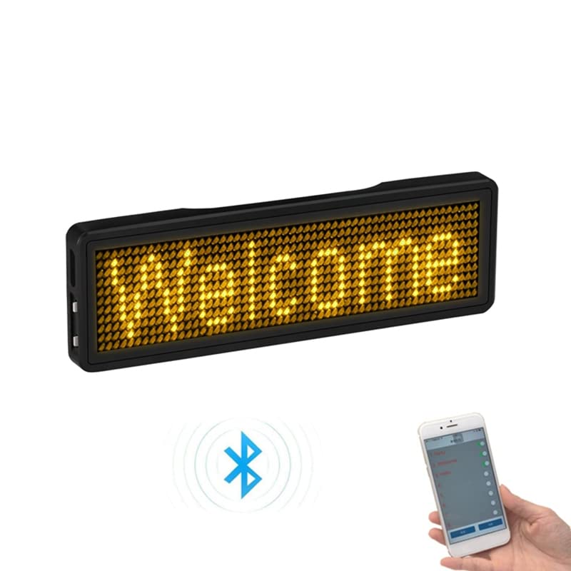 ANNJUC Bluetooth LED Name Badge - Rechargeable Customizable Message Board with Scrolling Text Display for Business, Events & Conferences - Perfect for Retail, Hospitality & Networking