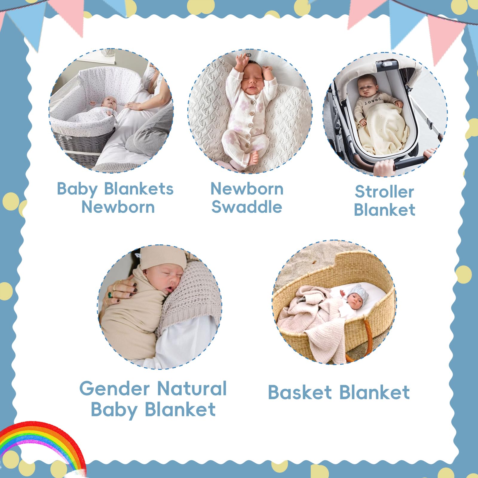 Booulfi Knit White Baby Blankets - Neutral Cotton Lace Crochet Crib & Stroller Blanket for Newborn Boys & Girls (38