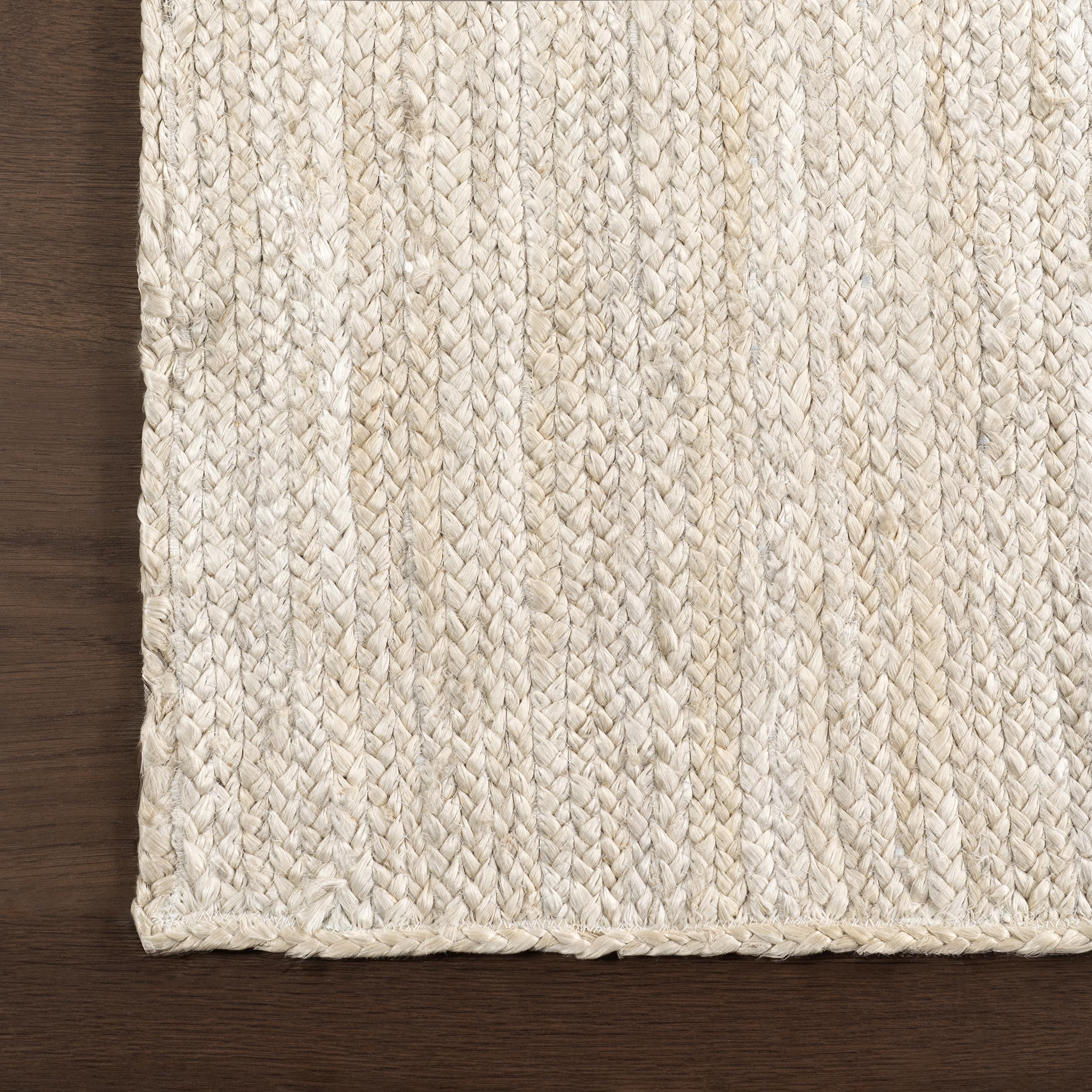 nuLOOM 8x10 Rigo Jute Hand Woven Natural Fiber Area Rug - Off White Solid Farmhouse Design for Bedroom, Living Room, Dining Room, Hallway, Office, Kitchen & Entryway | Eco-Friendly Home Decor & Cozy Floor Covering