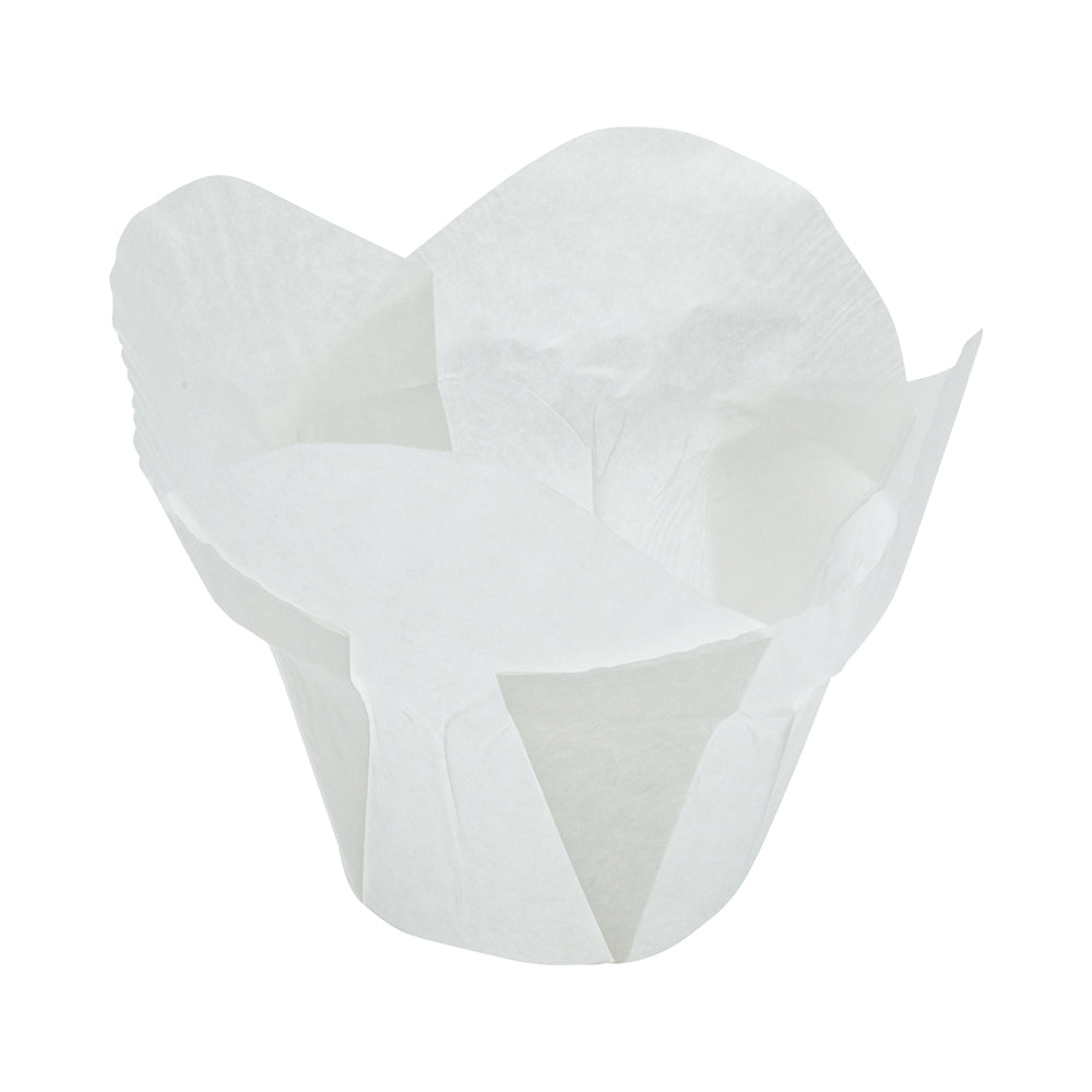 6 oz Daffodil White Paper Baking Cups - Greaseproof Muffin Liners (3.25