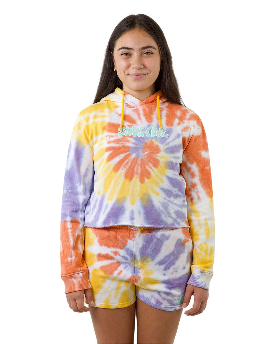 Santa Cruz SC Tropic Strip Front Girls Hoodie - Soft Cotton Pullover with Striped Design - Perfect for School, Beach & Casual Wear