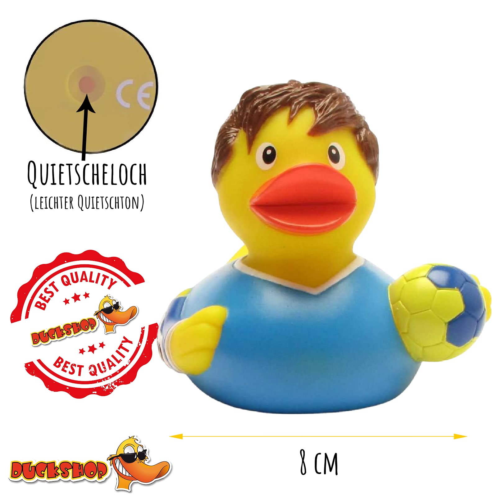 Duckshop Squeaky Bath Duck Toy - 8 cm Rubber Duck for Kids Bath Time Fun, Baby Shower Gift & Pool Party Decor