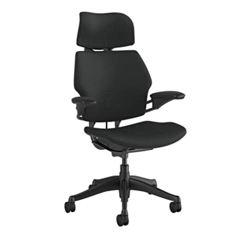 Humanscale Freedom Ergonomic Office Chair with Headrest - Adjustable Height & Duron Arms - Hard Floor Wheels - Graphite Frame & Corde 4 Fabric - Perfect for Home Office, Gaming & Workspaces