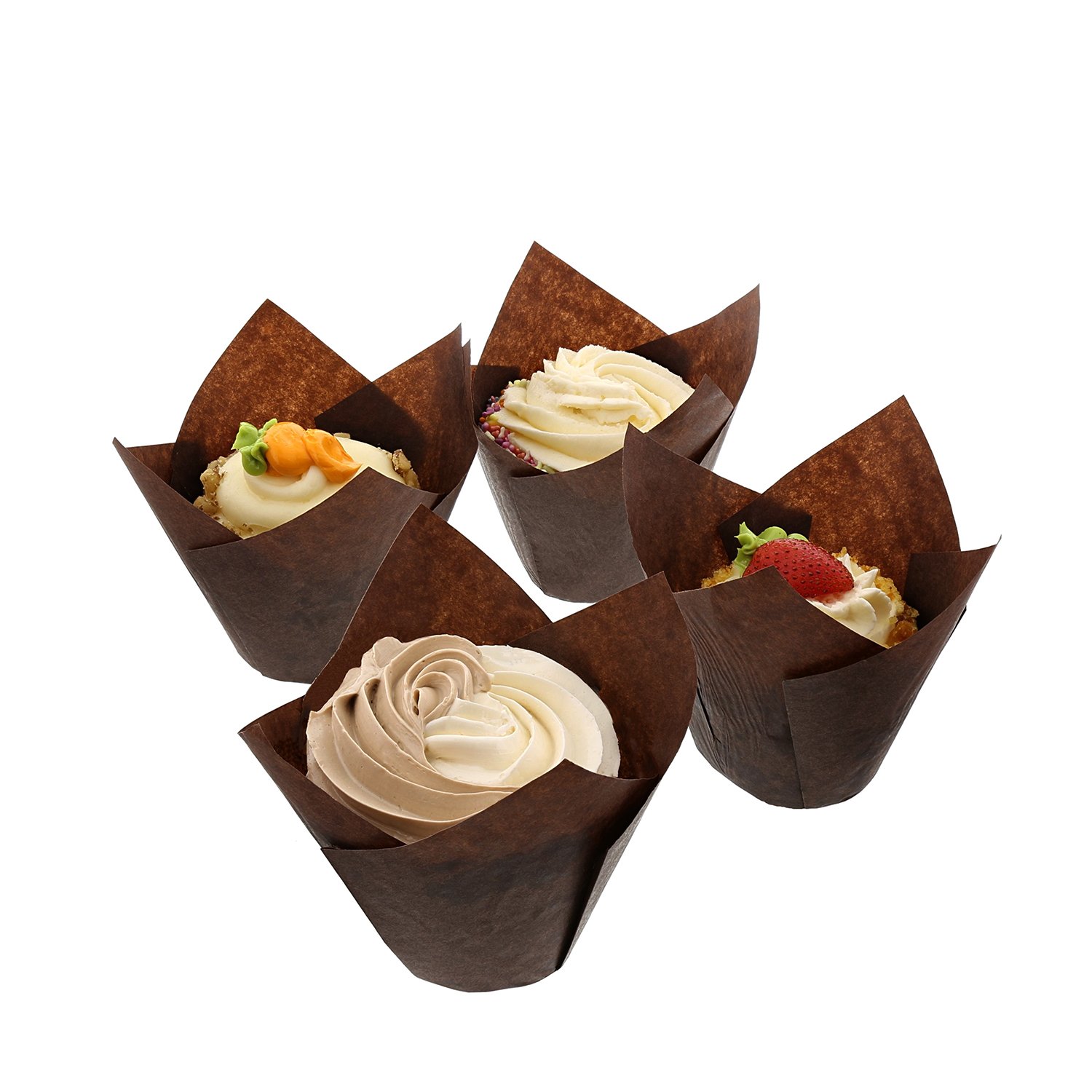 Royal Brown Tulip Style Baking Cups - Large 2000 Count - Premium Cupcake Liners for Baking, Party Decorations & Wedding Desserts