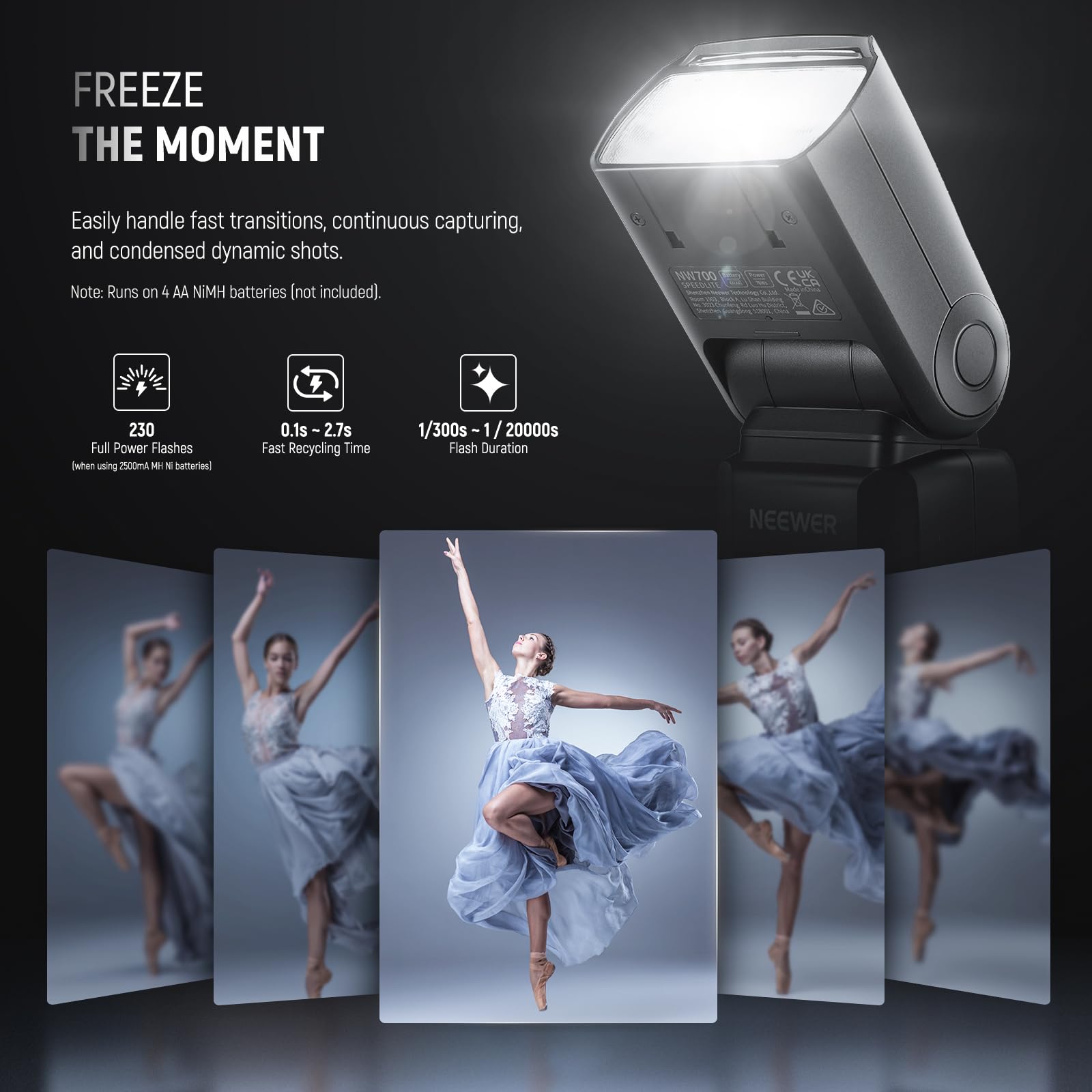 NEEWER NW700-S TTL Flash Speedlite for Sony DSLR Cameras - High Speed Sync (1/8000s), 1/1-1/256 Output, TCM Function, 230 Full Power Flashes - Perfect for Wedding, Portrait & Event Photography