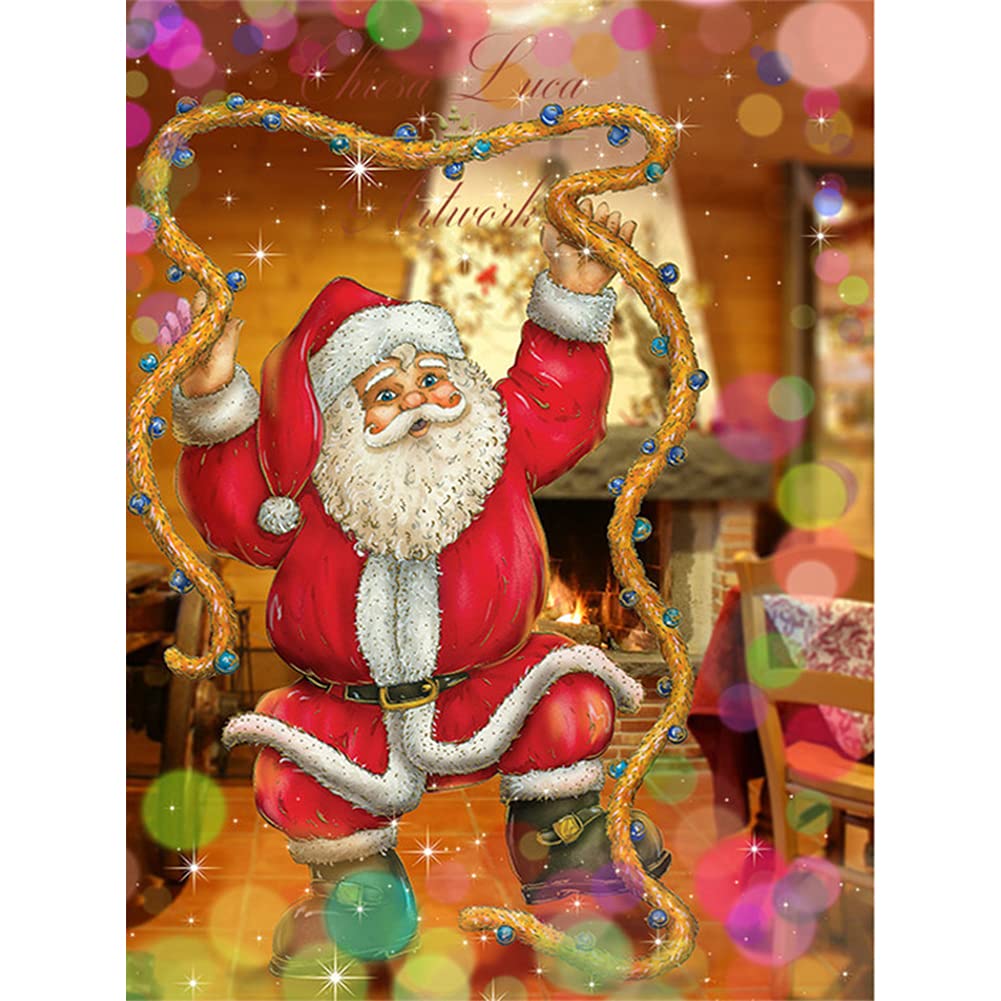 5D DIY Santa Claus Christmas Diamond Painting Kit - Full Drill Diamond Dots Rhinestone Art Craft for Adults (12x16 Inch) - Perfect for Home Wall Decor, Holiday Gifts & Relaxing Stress Relief