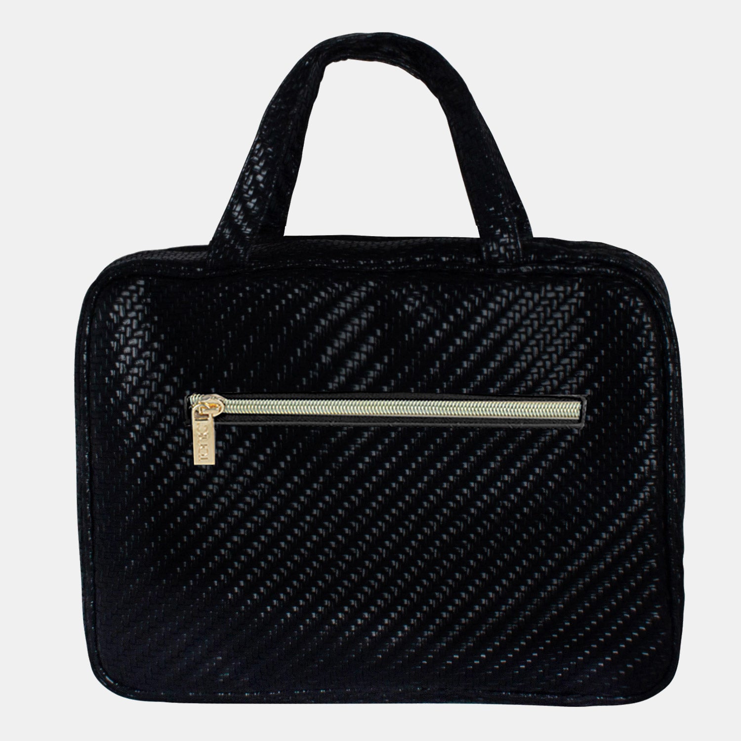 Hanging Cosmetic Bag - Herringbone Pattern Travel Makeup Organizer for Women | Perfect for Gym, Travel & Daily Essentials Storage