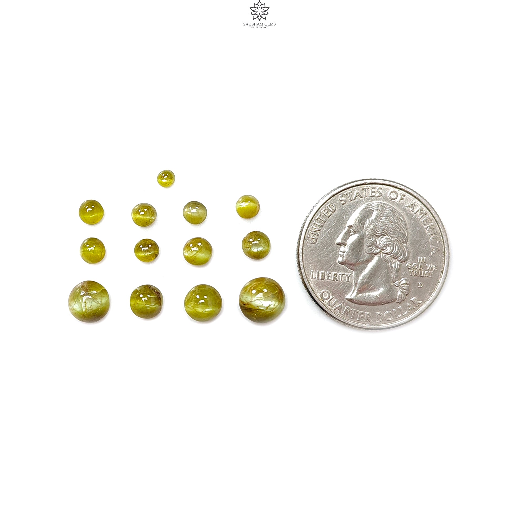 Natural Chrysoberyl Cat's Eye Gemstone Cabochons - Untreated, Unheated Round Shape (12pcs/13pcs Lots) - June Birthstone for Jewelry Making - Perfect for Rings, Pendants & Healing Crystal Collections