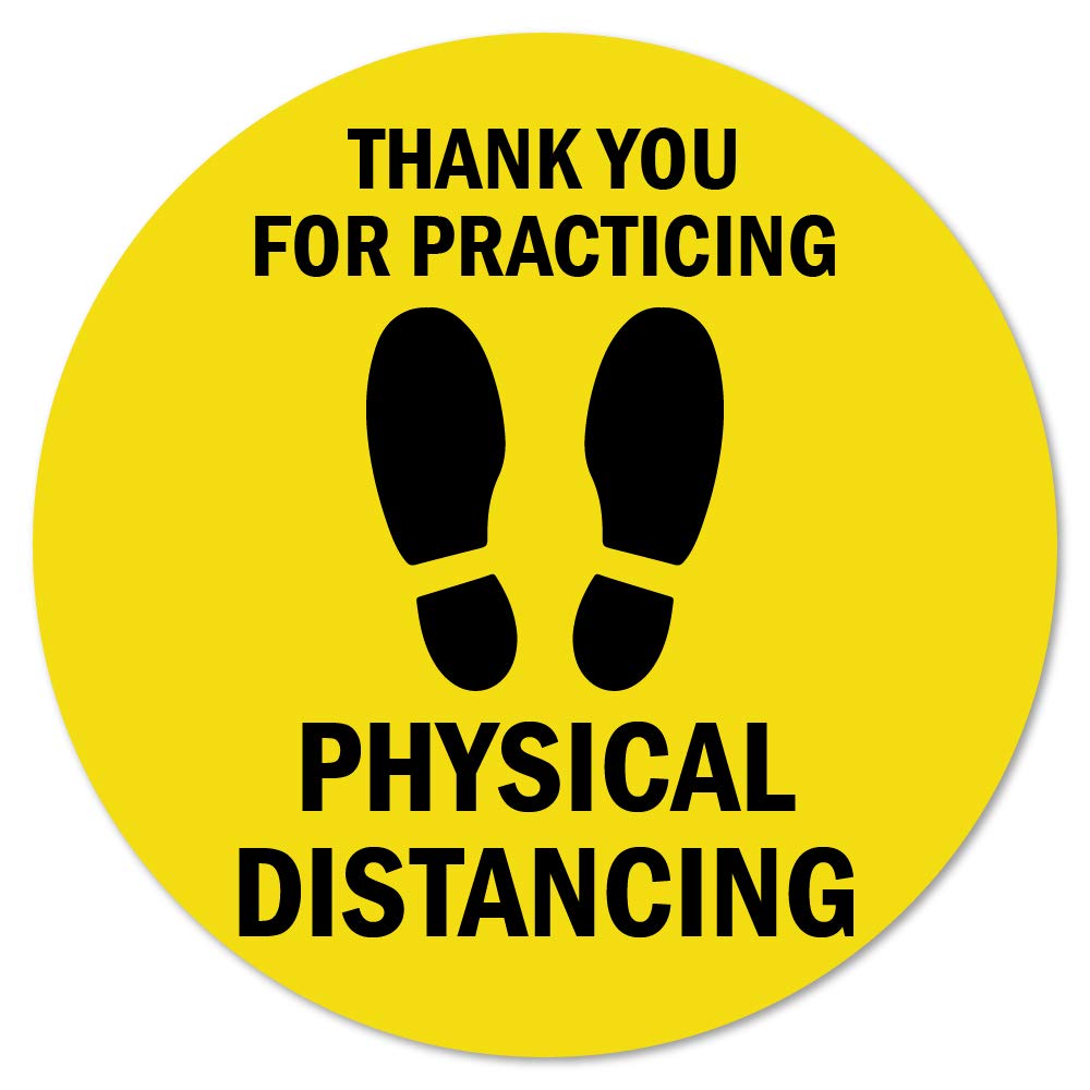 12 Pack Non-Slip Floor Decals - Public Safety Social Distance Markers | Vinyl Floor Graphics for Businesses & Workplaces | Thank You for Practicing Safe Distance Signs | Made in USA | Ideal for Retail Stores, Offices & Public Spaces