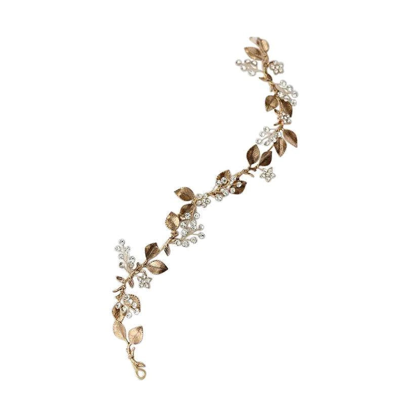 Elegant Dark Gold Crystal Wedding Hair Vine - 7385 - Perfect for Bridal Accessories, Boho Hairstyles & Special Occasions