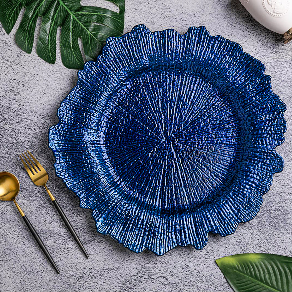 Navy Blue Acrylic Charger Plate for Dining Table Decor - Elegant Dinner Party, Wedding, and Holiday Table Setting