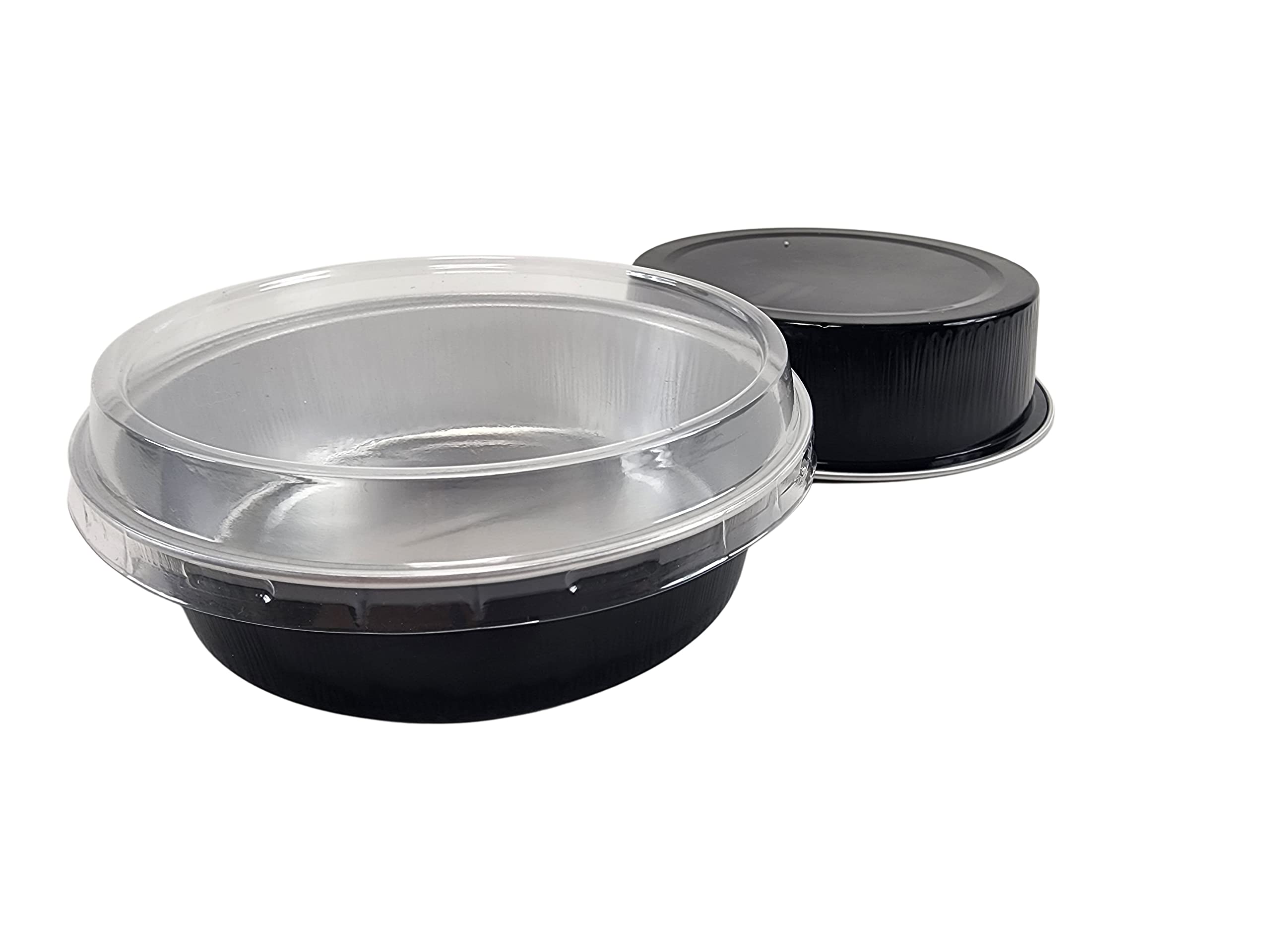 KitchenDance 4-Inch Round Disposable Aluminum Foil Cake Pans with Lids - 100-Pack Heavy Duty Baking Pans for Cakes, Tarts, Pies & Flan - Perfect for Restaurants, Hotels, Catering & Home Baking (Black)