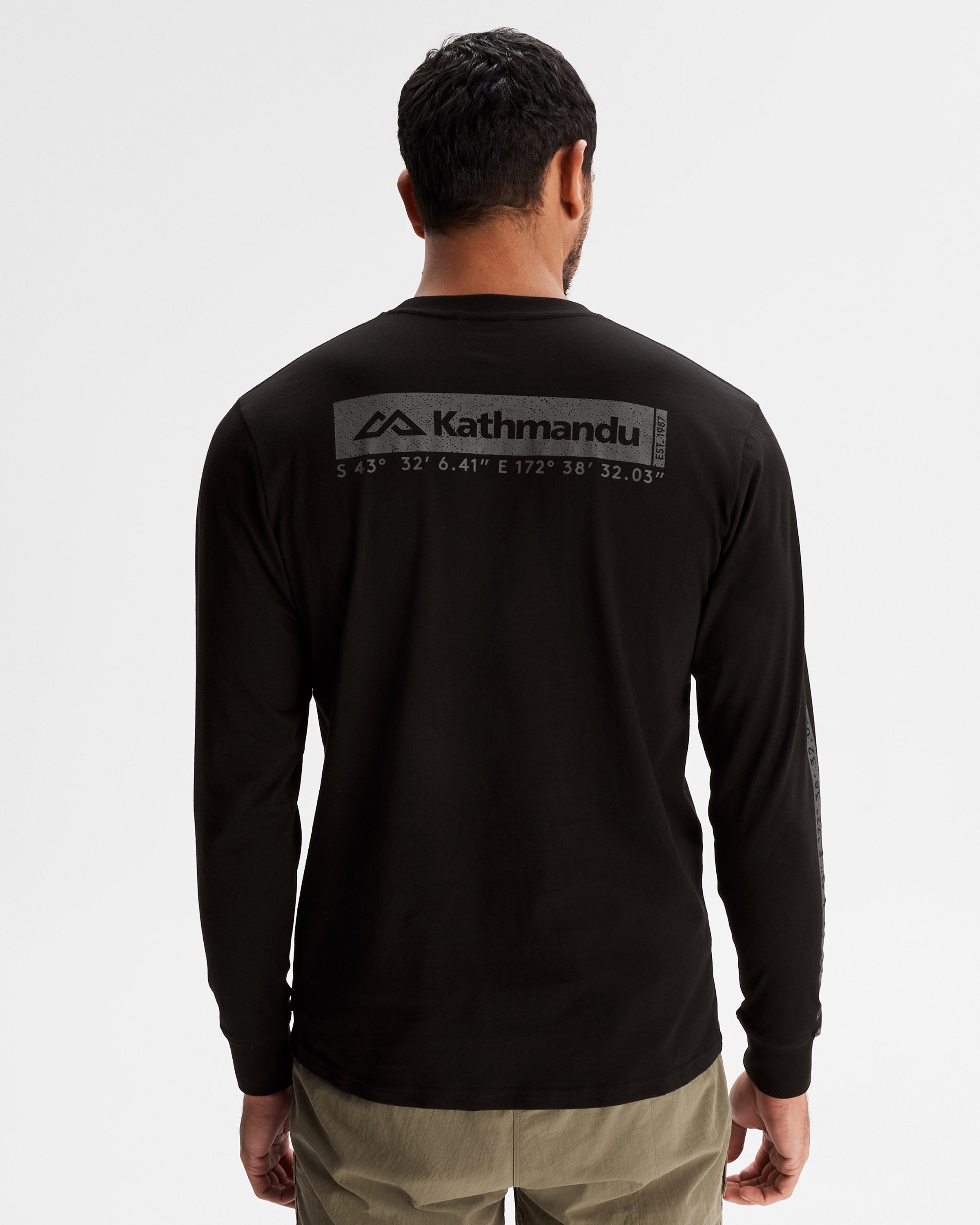 Organic Cotton Men's Long Sleeve T-Shirt - Black | Eco-Friendly Casual Wear for Everyday & Outdoor Activities