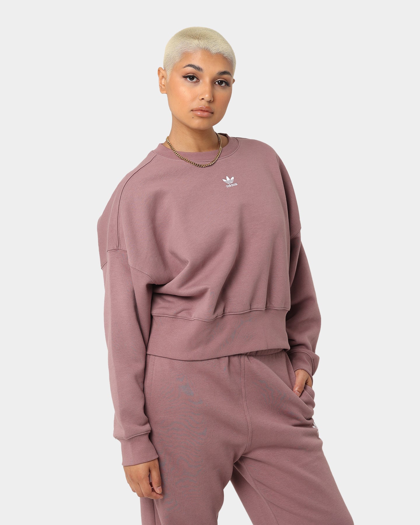 Adidas Women's Adicolor Essentials Fleece Sweatshirt - Wonder Oxide Color, Soft Cotton Blend Pullover Hoodie for Casual Wear, Gym & Outdoor Activities