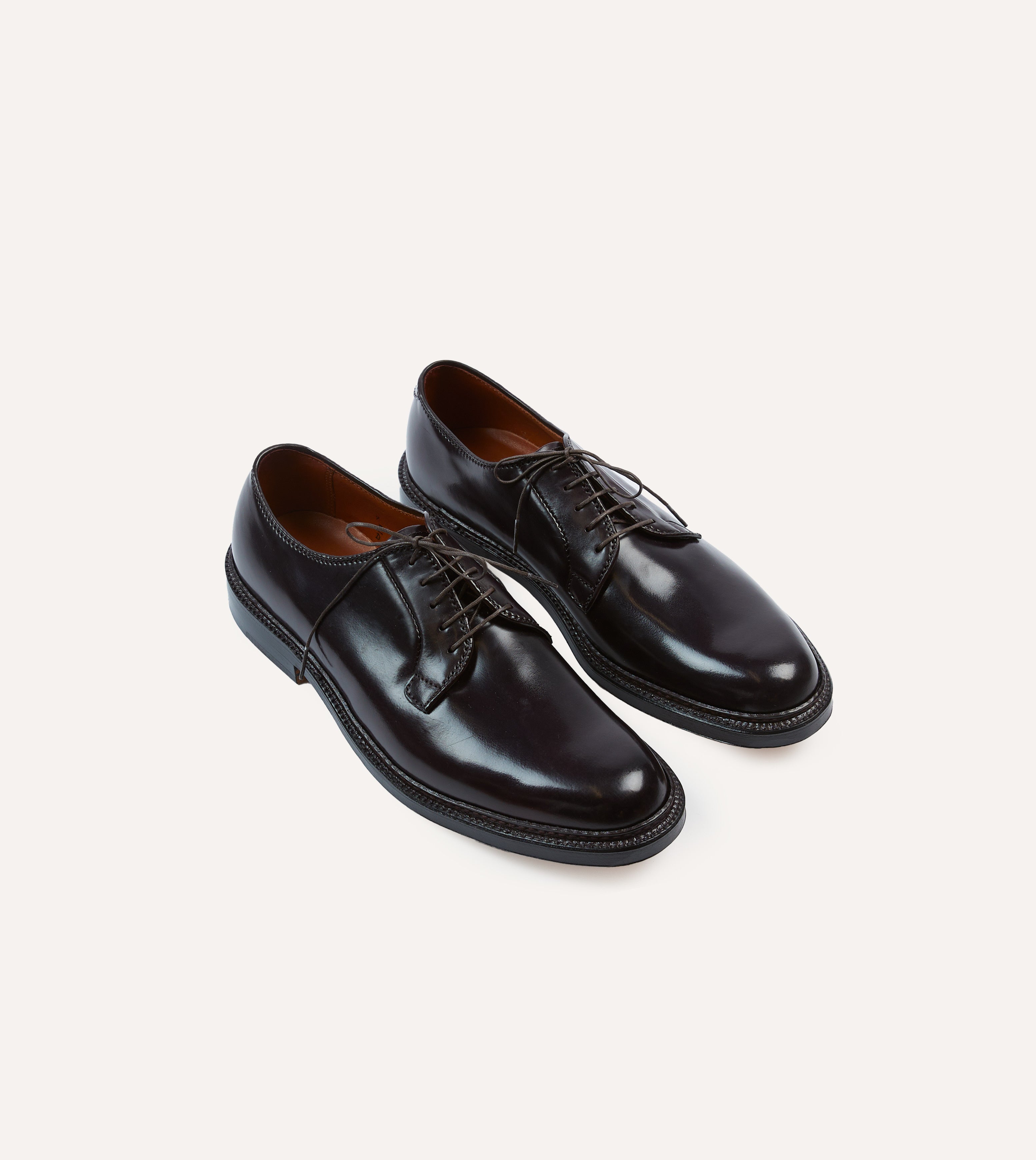 Premium Alden Colour 8 Shell Cordovan Plain Toe Blucher Men's Dress Shoes - Handcrafted in USA for Business, Formal & Special Occasions