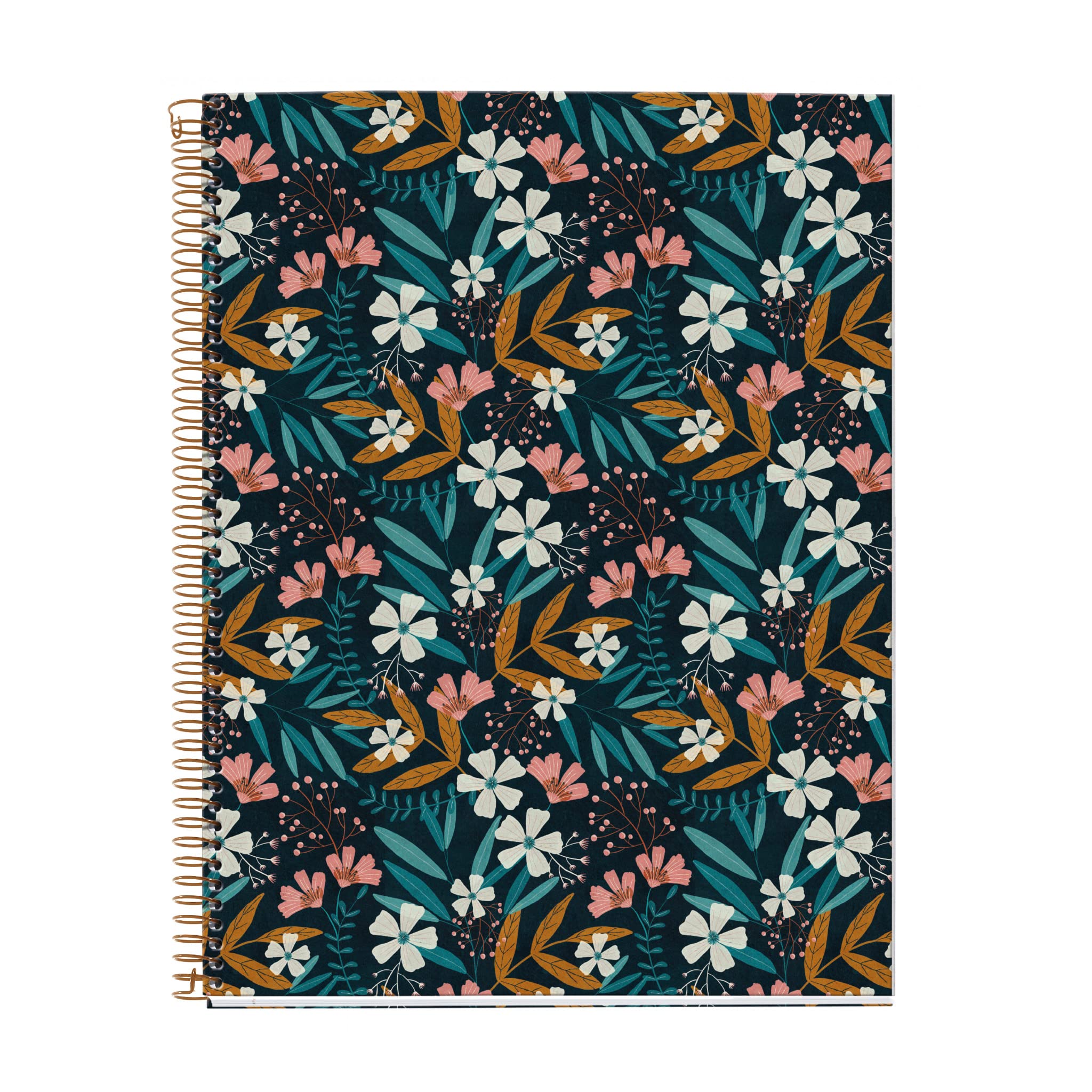 Miquelrius A4 Spiral Notebook - 5x5mm Grid, 120 Sheets, Wildflowers Collection (Blue Flowers) - Perfect for School, Office & Journaling