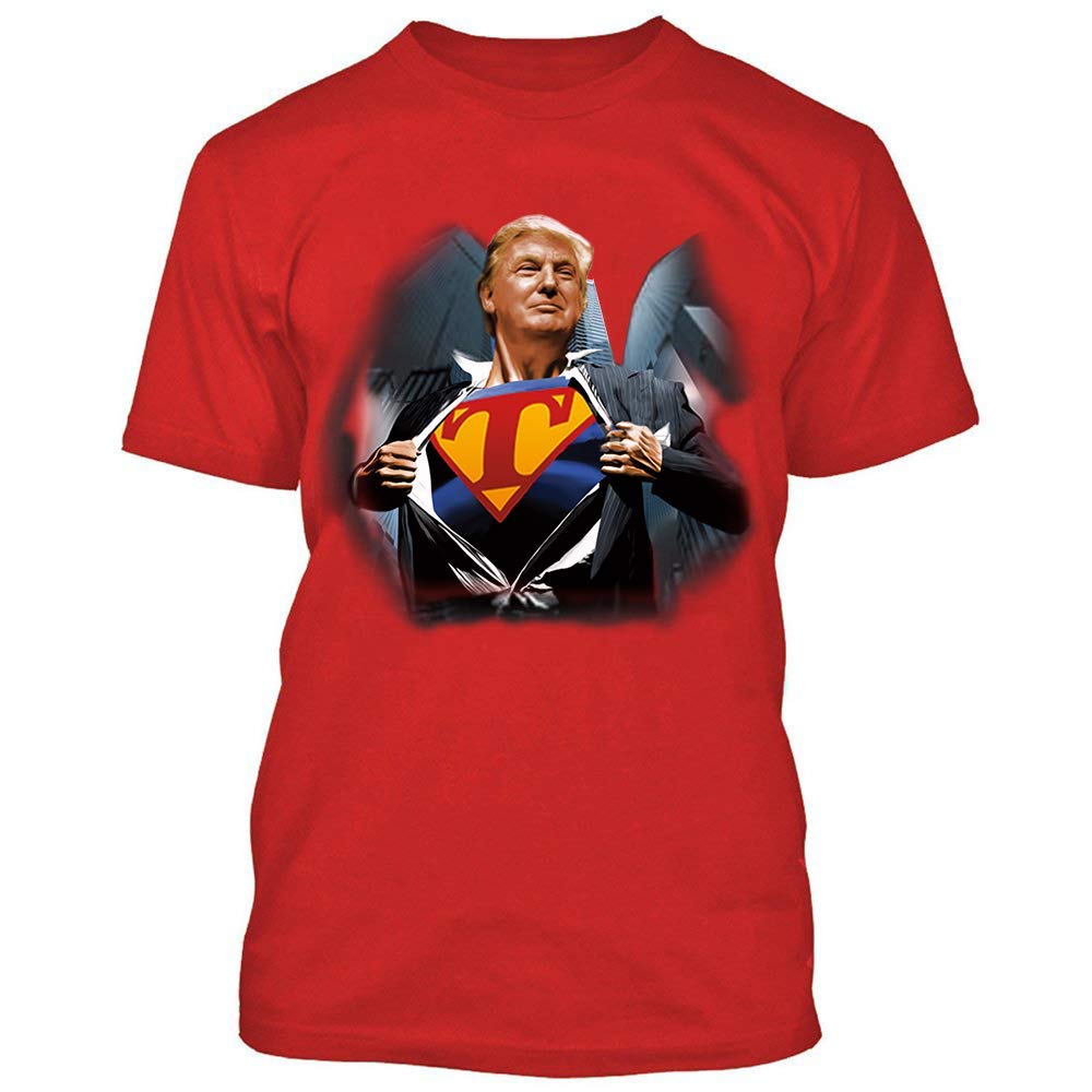 Donald Trump Superpower Pullover T-Shirt - Men's Crewneck Short Sleeve Election Tee - Patriotic Political Apparel for Campaign Rallies & Conservative Events