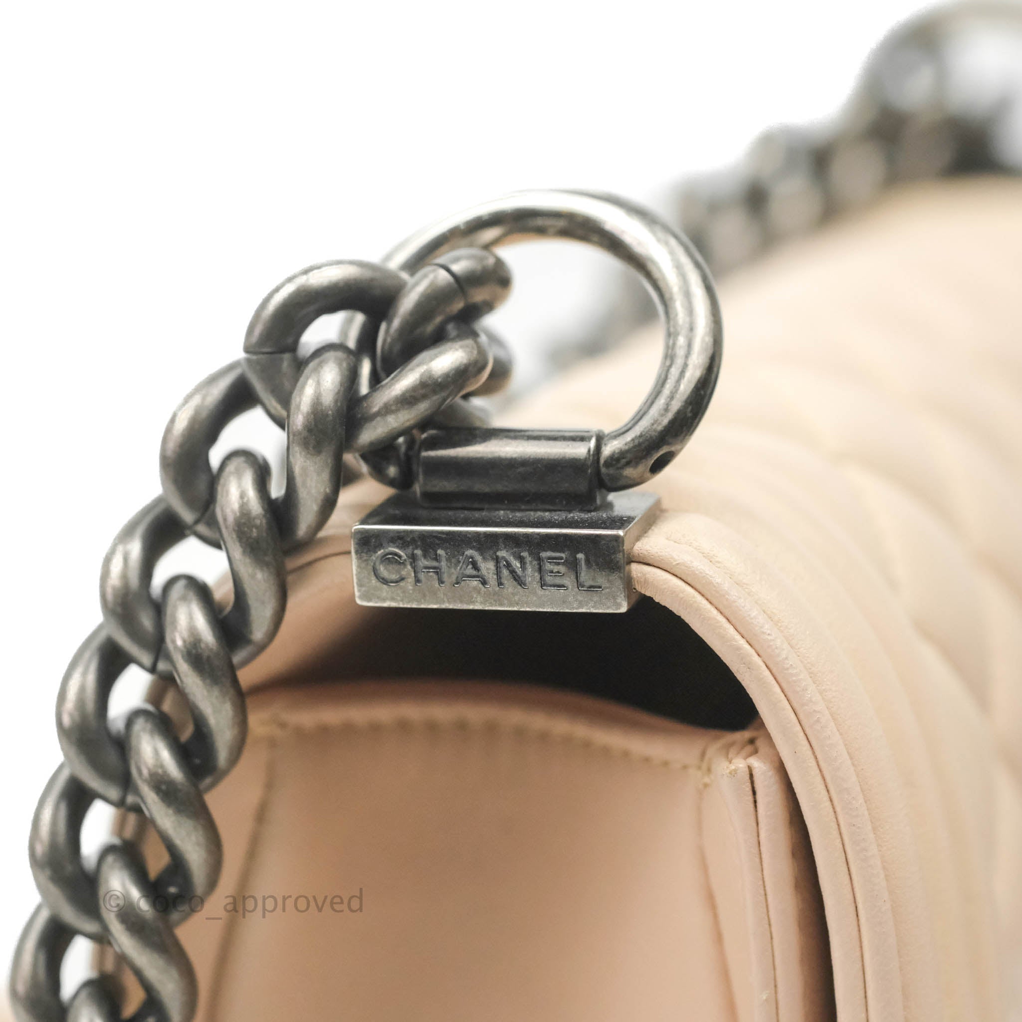 Chanel Boy Small Light Beige Pink Calfskin Bag with Ruthenium Hardware - Luxury Crossbody Purse for Women, Perfect for Date Night & Evening Events