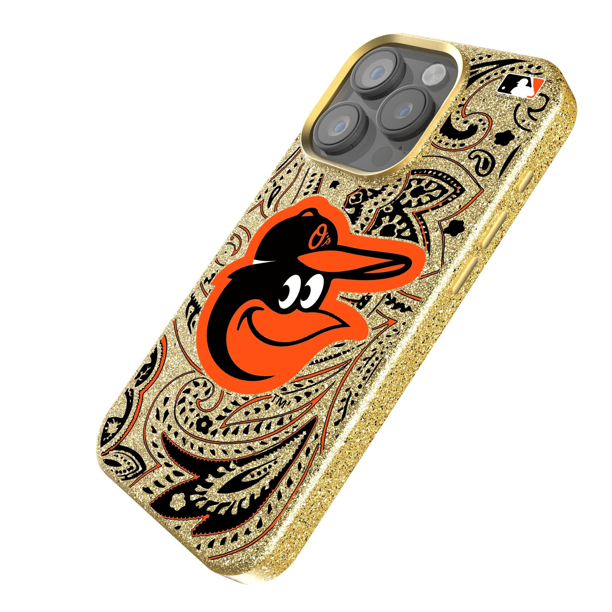 Baltimore Orioles Paisley Bling Phone Case - Stylish Rhinestone Design for iPhone & Samsung Galaxy | Perfect for Baseball Fans & Game Day Accessories