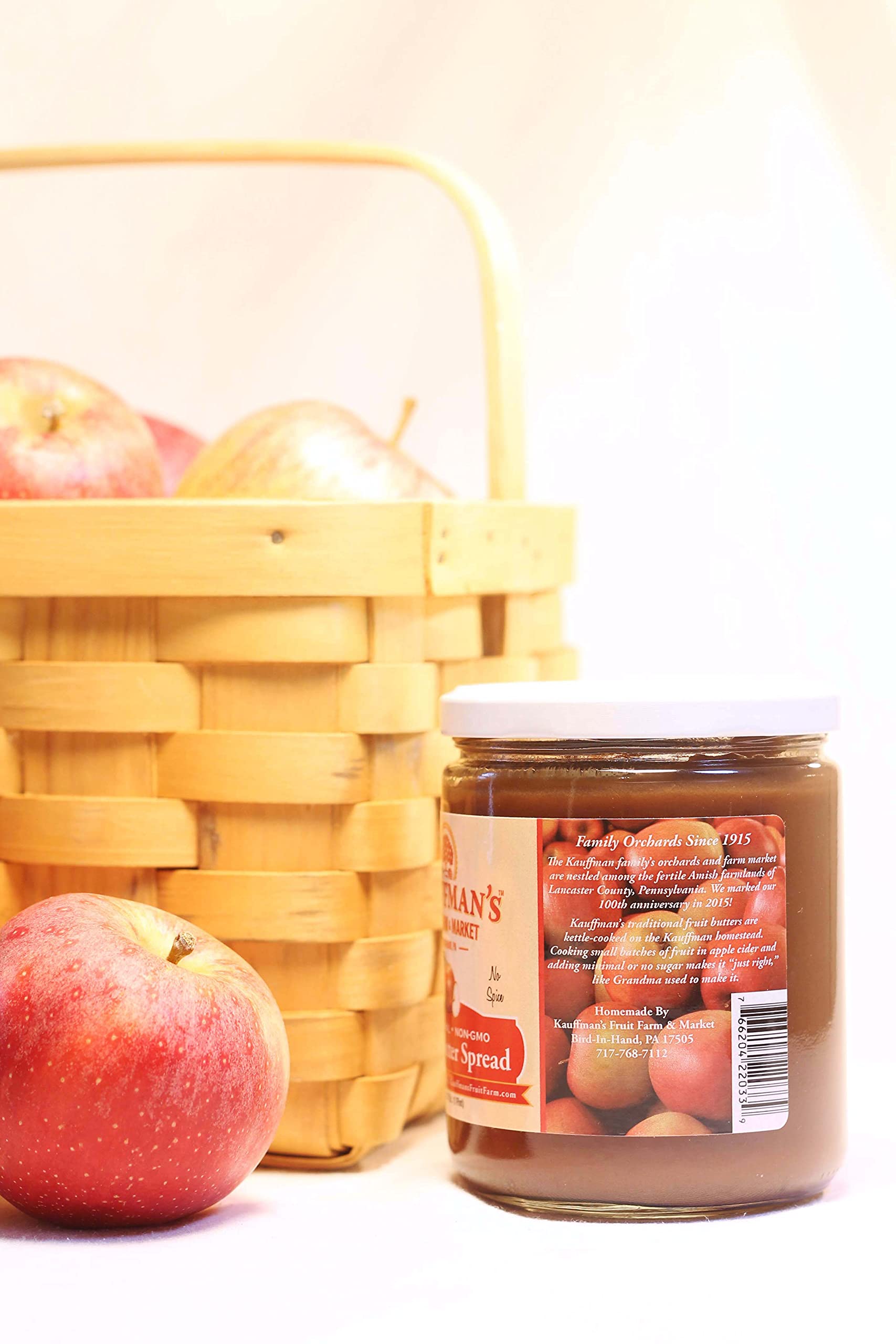 Kauffman's Homemade Apple Butter Spread - All Natural, No Preservatives - 17 Oz Jar (Pack of 2) - Perfect for Toast, Pancakes & Baking Recipes