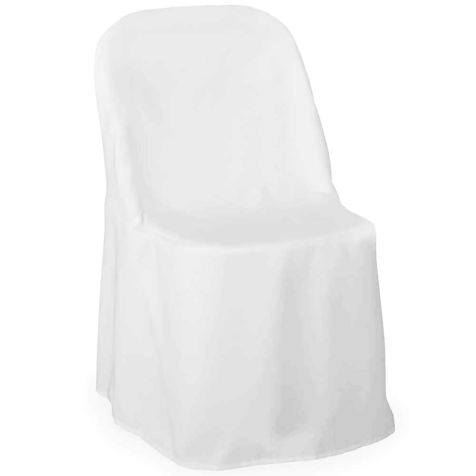 Lann's Linens 100-Pack White Polyester Chair Covers for Wedding, Party, Banquet - Washable Folding Chair Slipcovers - Perfect for Indoor & Outdoor Events, Bridal Showers, and Formal Dinners