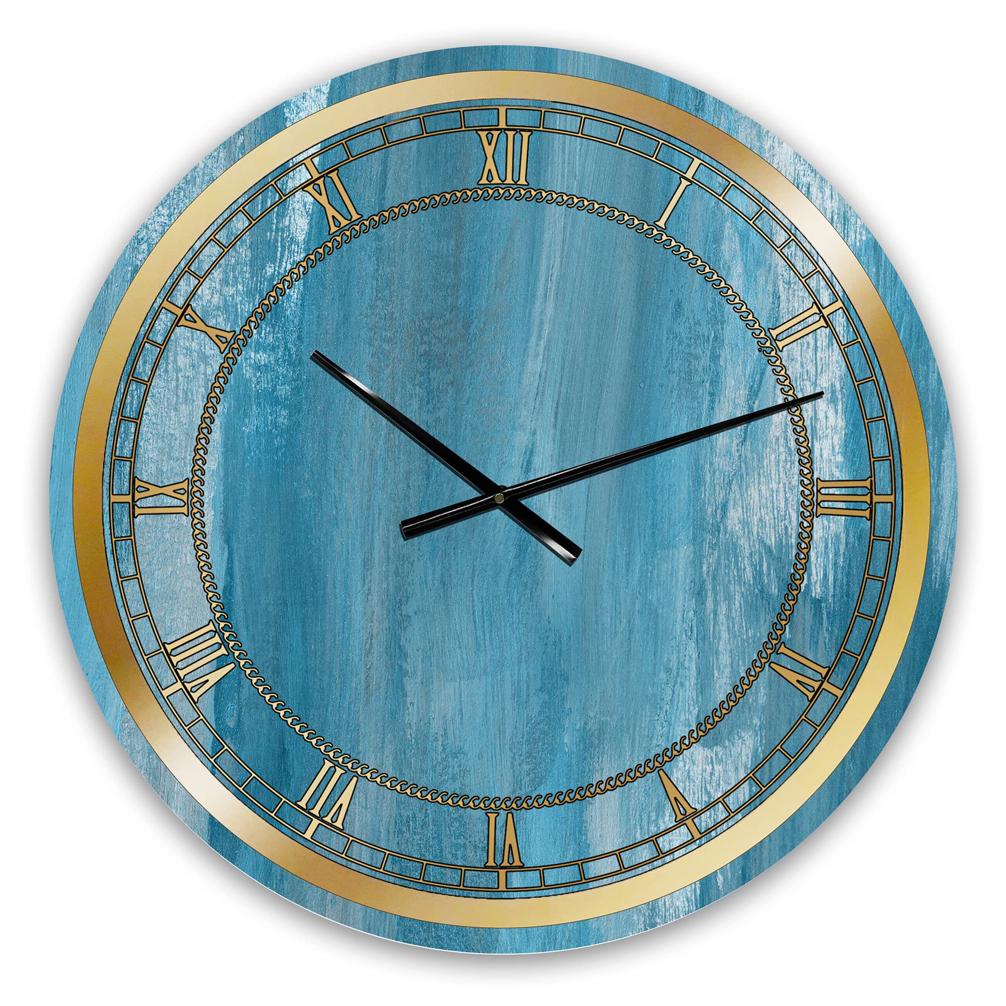 White and Blue Paint Waves Glam Wall Clock - Stylish Home Decor for Bedroom, Bathroom, Office & Living Room | Perfect for Modern Interior Design & Gift Giving