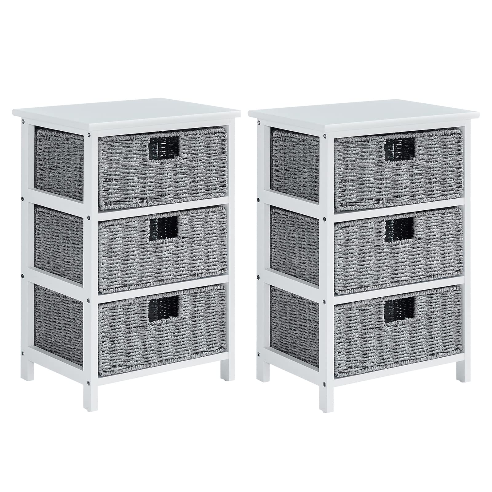 Wimarsbon 3-Drawer White Wood Nightstand, Sturdy Side End Table with Storage for Bedroom, Living Room, Hallway & Entryway - Perfect Dresser Organizer & Accent Table for Small Spaces