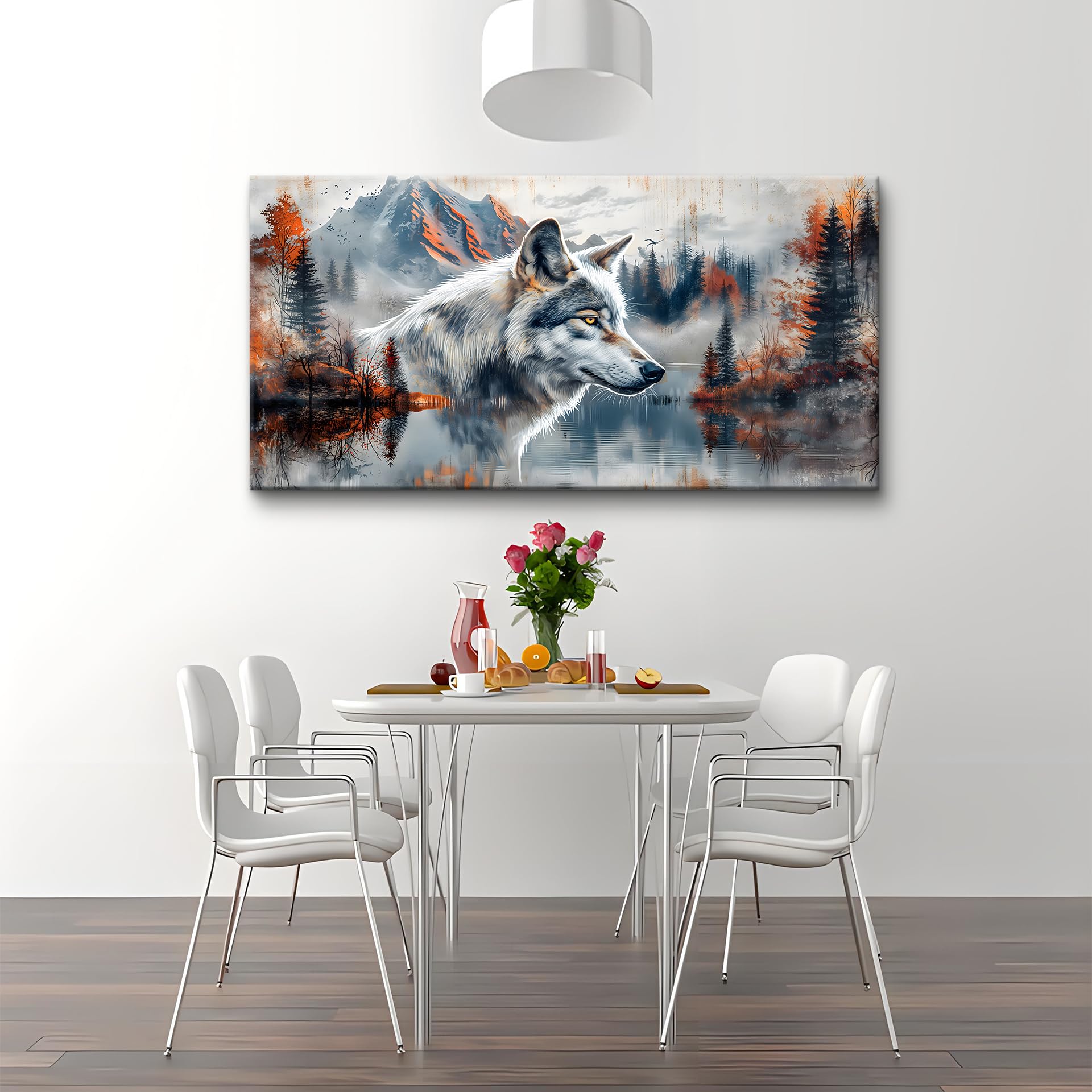 Lapremoly Large Abstract Wolf Canvas Wall Art - Modern Scenery Painting for Living Room, Bedroom & Office Decor - Premium Home Wall Decorations & Posters for Family Spaces
