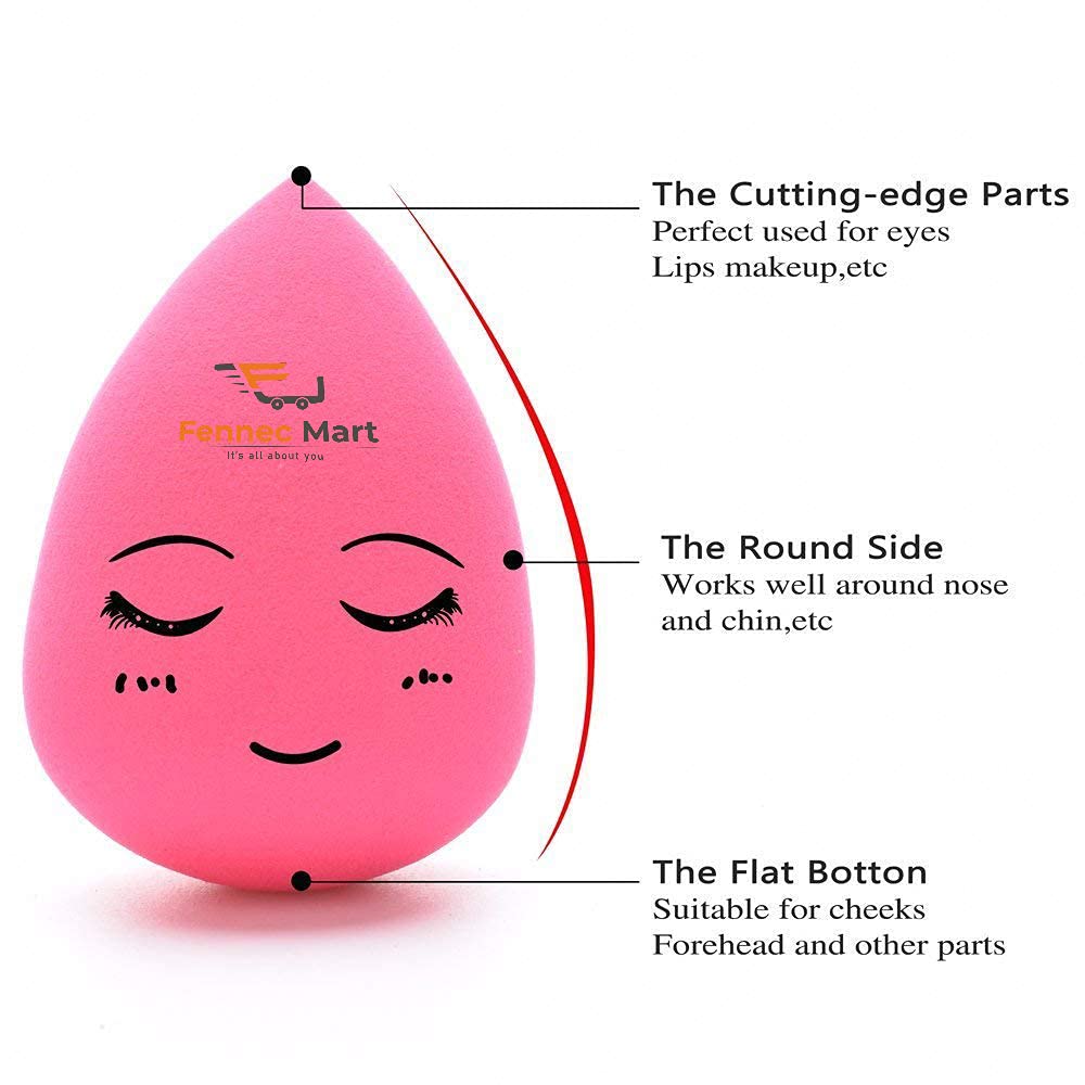 Fennec Mart 3-Piece Multicolor Makeup Sponge Set - Soft Beauty Blender for Foundation, Concealer & Powder - Perfect for Flawless Makeup Application at Home or On-the-Go
