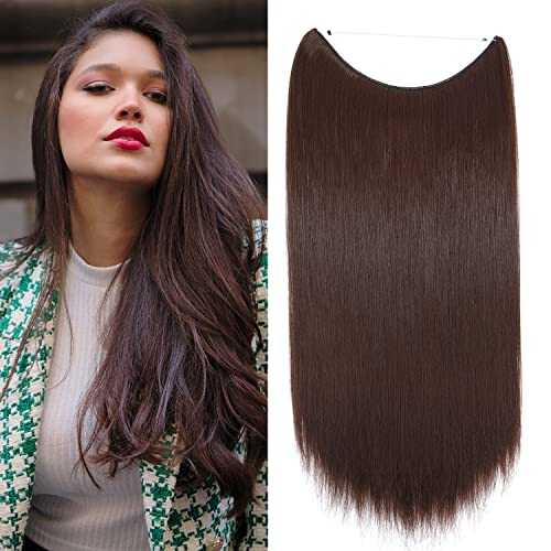 Premium Curly Synthetic Invisible Wire Hair Extensions - Seamless Clip-In Extensions for Volume & Length - Perfect for Parties, Weddings & Everyday Styling
