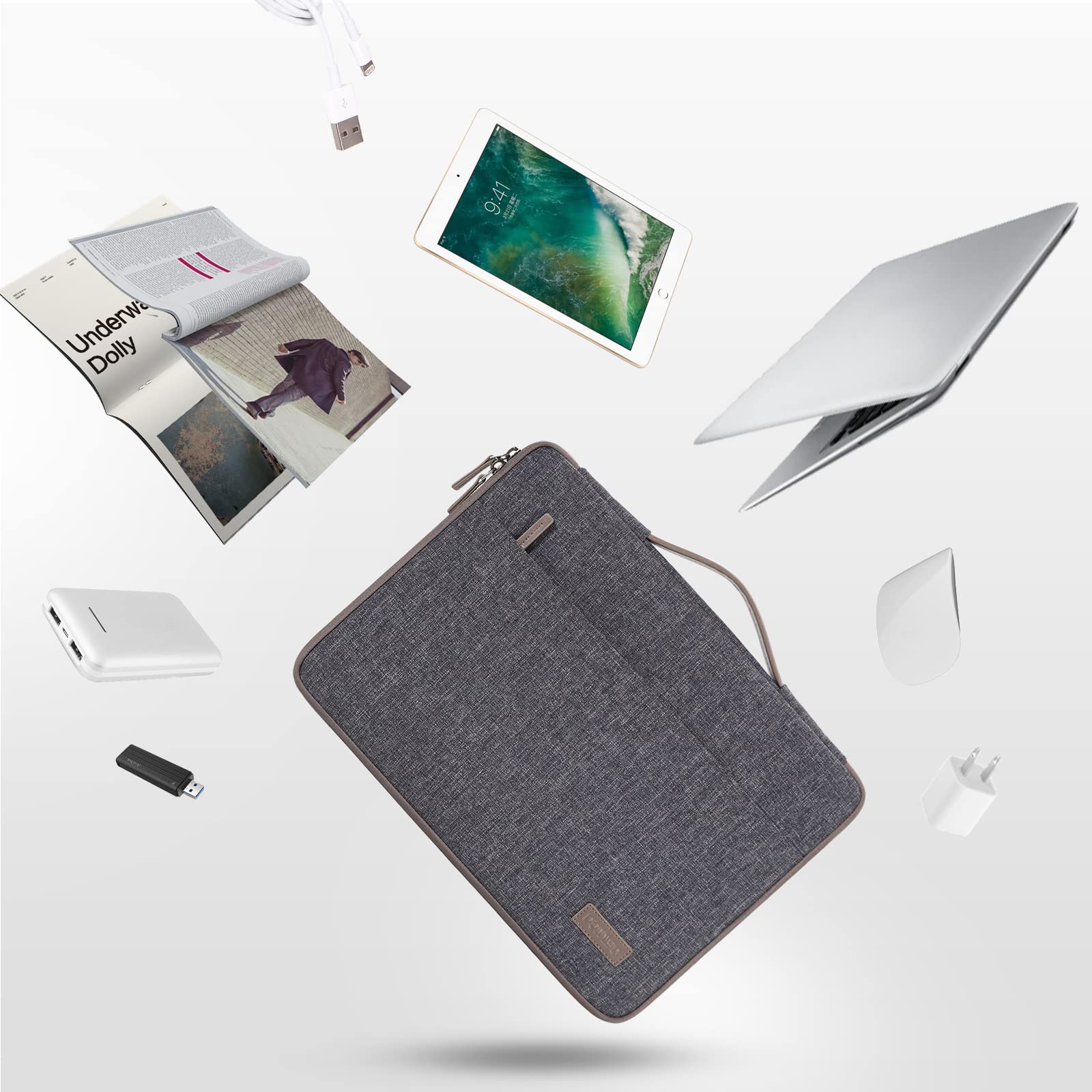DOMISO 13 Inch Laptop Sleeve Case - Waterproof Protective Carrying Bag for 12.5-13